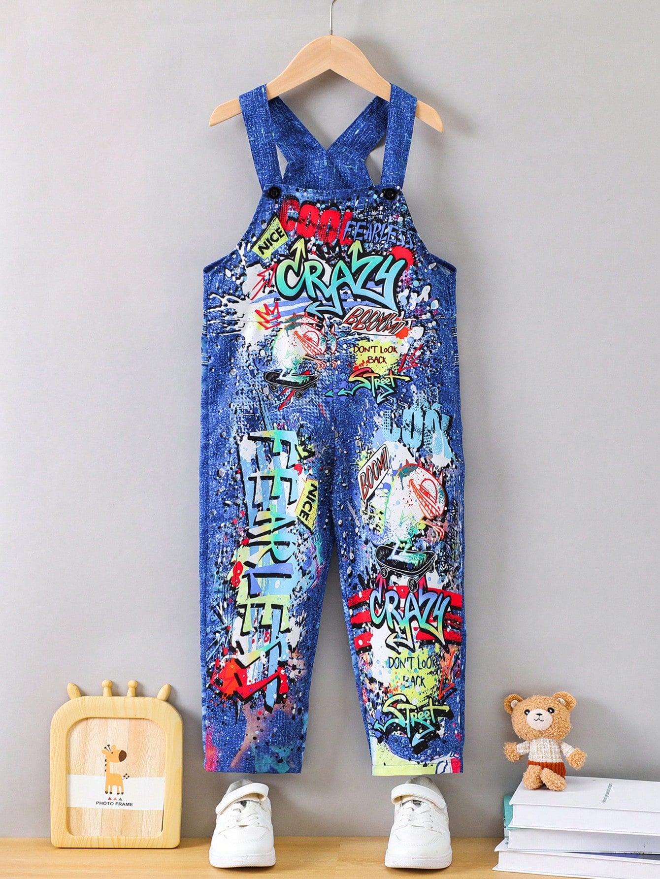 Young Boy 1pc Cute Astronaut Pattern Printed Jumpsuit