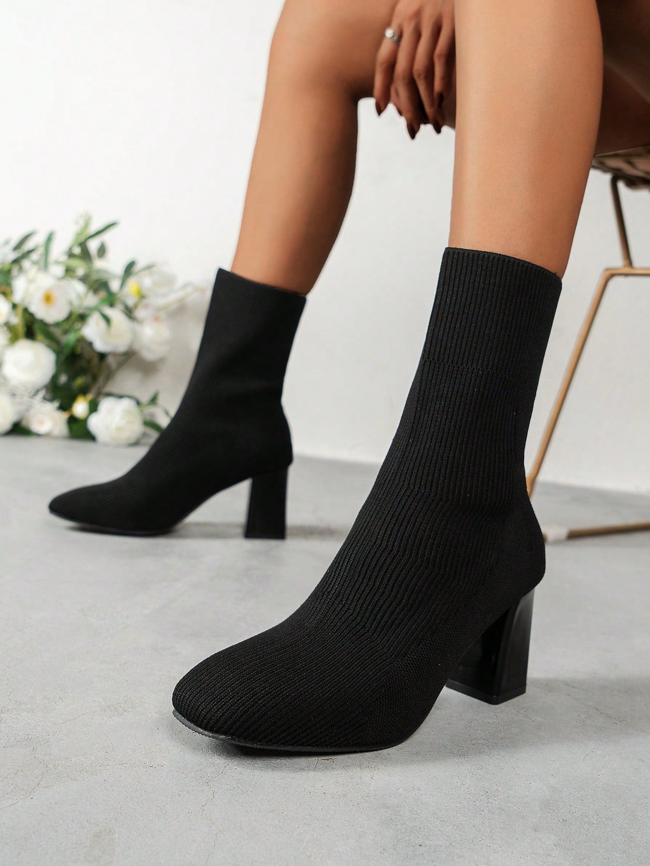 Women's knit Fashion Boots For Holiday, Ladies' 2023 New Trendy Chunky Heel Fashion Boots, Women's Elegant Black Fashion Boots, Women's Outdoor Fashion Boots, Ladies' Wedding Style Fashion Boots, Women's Discounted Platform Heel Fashion Boots, Ladies' Chr