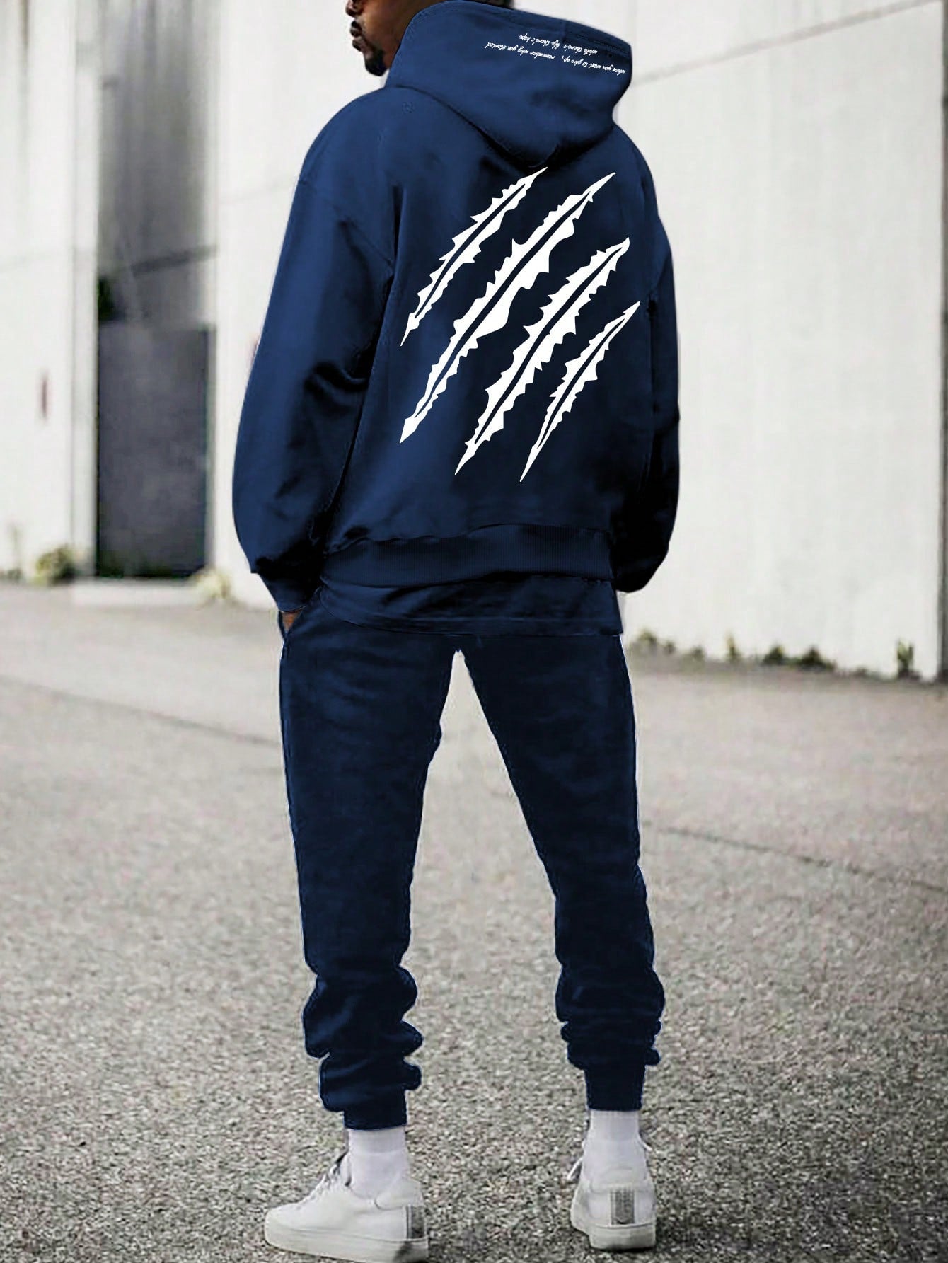 Men's Claw Pattern Drop Shoulder Hoodie And Joggers Set