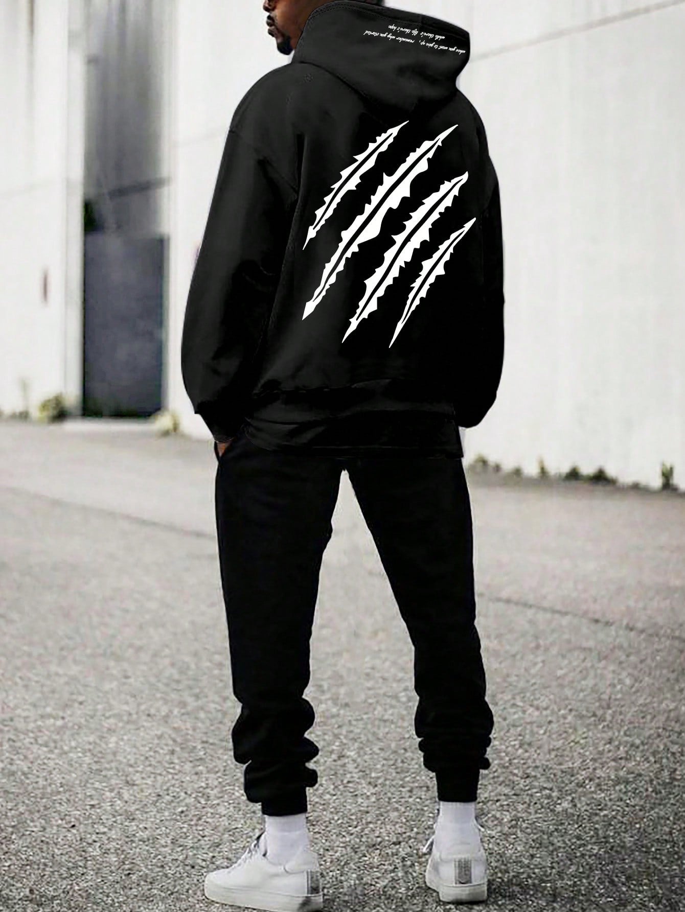 Men's Claw Pattern Drop Shoulder Hoodie And Joggers Set