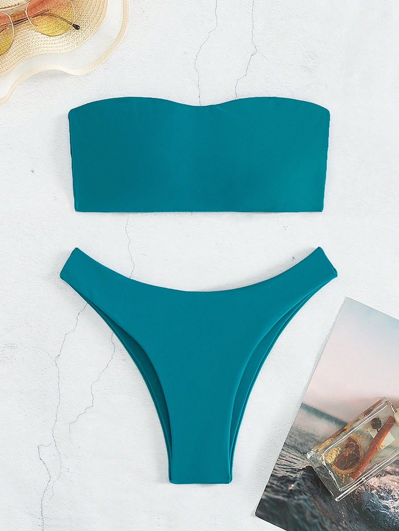 Swim Summer Beach Bandeau High Cut Bikini Set