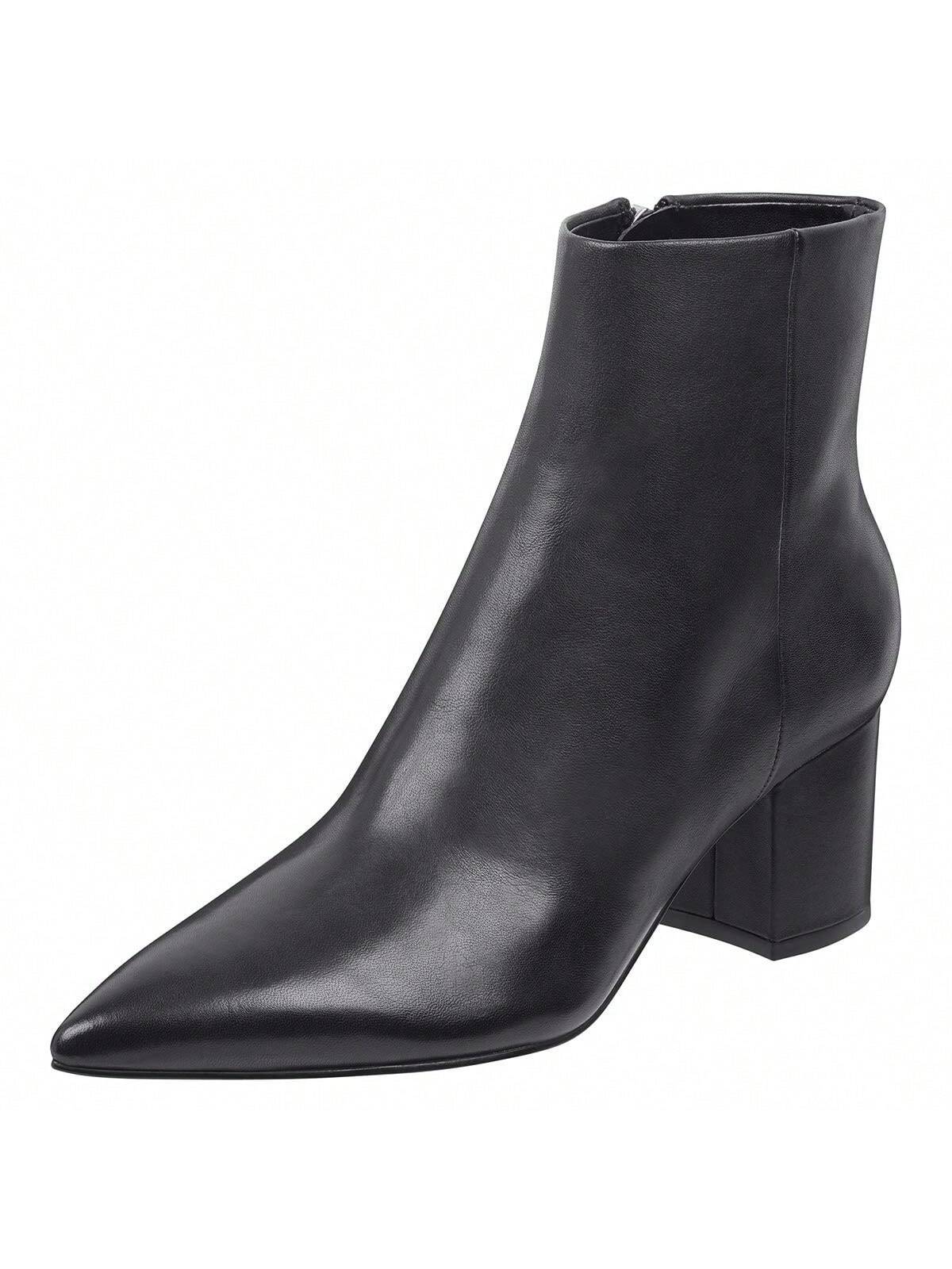 Women Dressy Pointed Toe Ankle Boots Chunky Block Heels Side Zipper Bootie