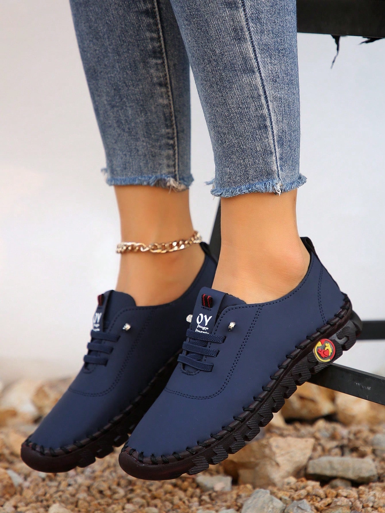 New Arrival Women\ Flat Shoes With Strap, Cowhide Outsole, Plus Size Mom Shoes, Hand-Sewn Outsole, Non-Slip Soft Bottom, Casual Shoes