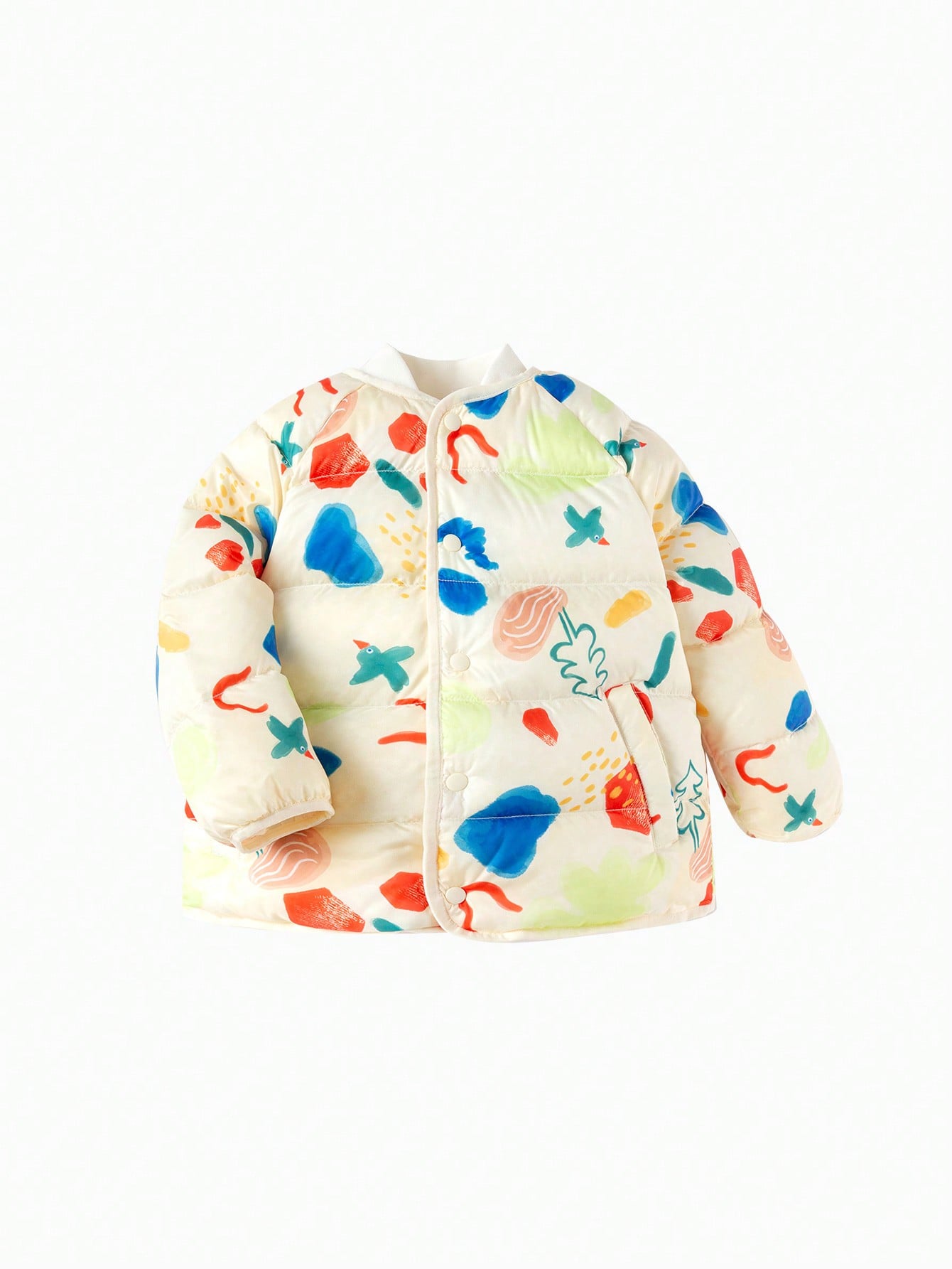 Young Girl Lightweight Full-Print Down Jacket