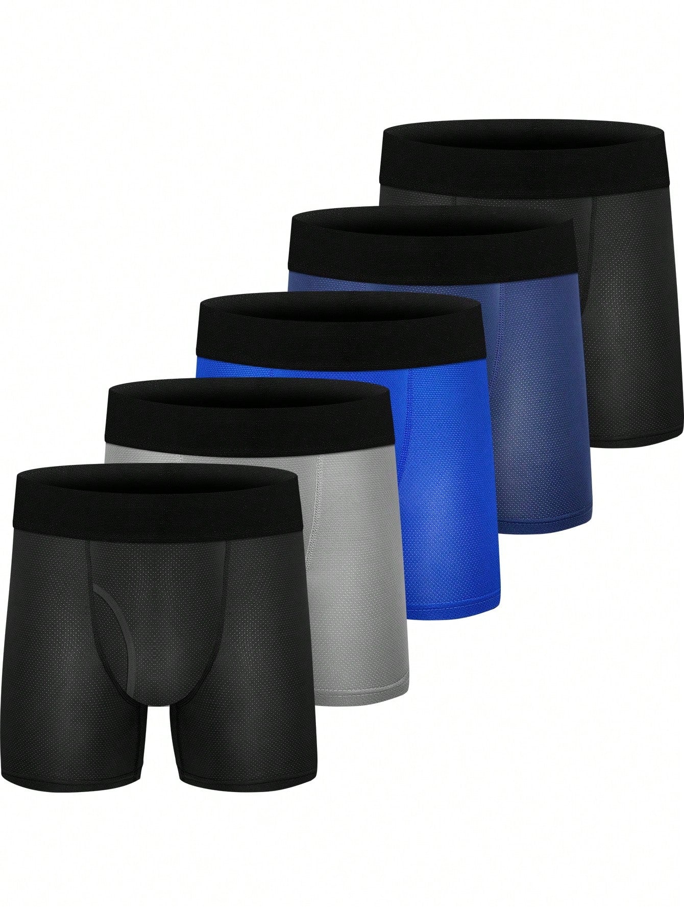 5pcs Tween Boy Minimalist Colorblock Boxer Briefs With Side Openings