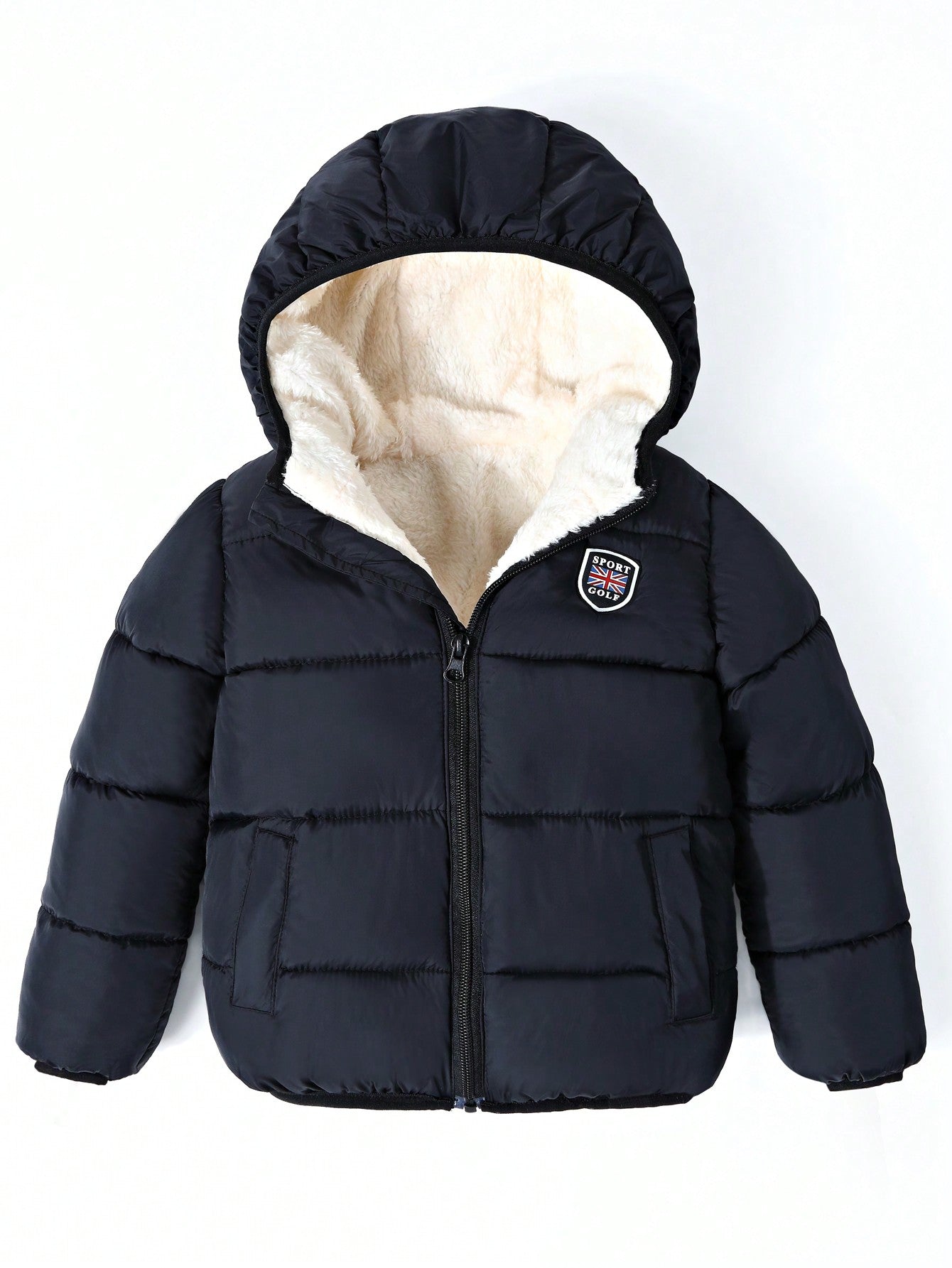 Little Girl's Versatile Black Hooded Winter Coat