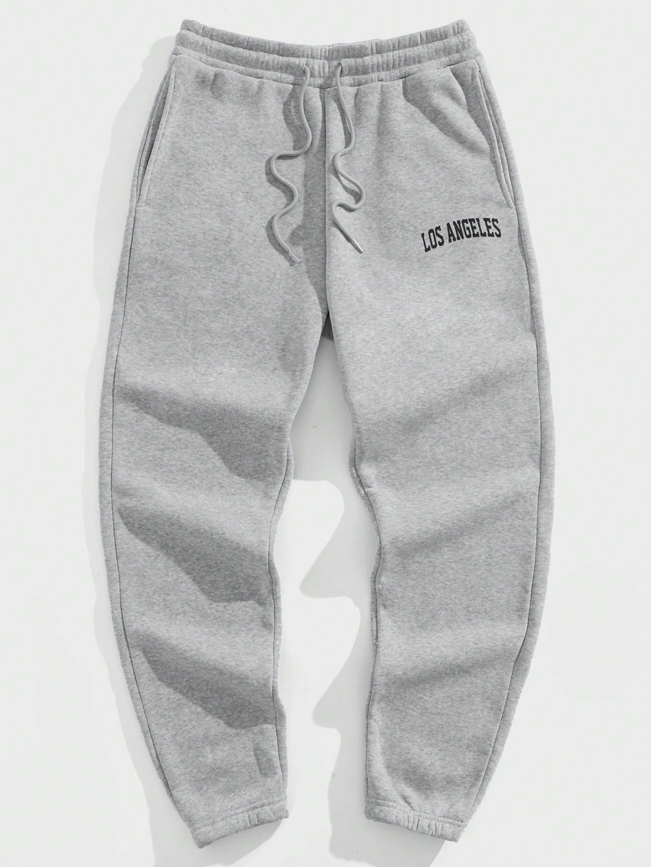 Men Letter Graphic Drawstring Waist Thermal Sweatpants