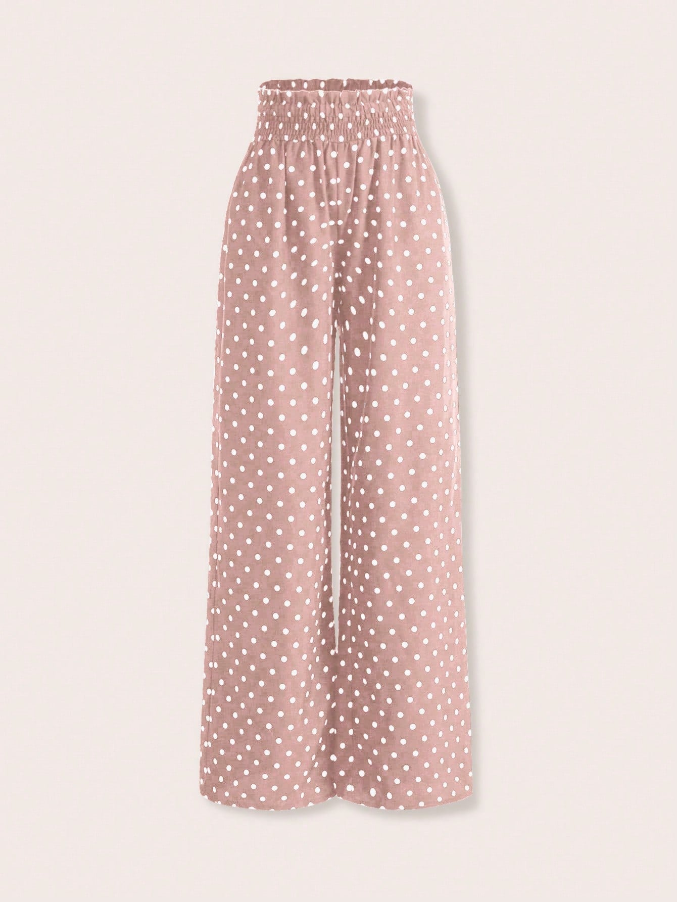 Women's Polka Dot Print Shirred Pants