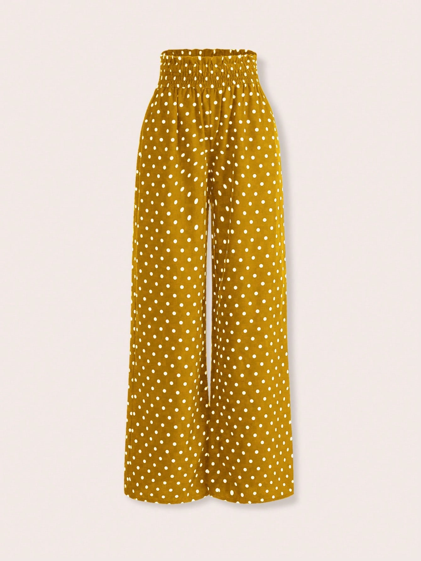 Women's Polka Dot Print Shirred Pants