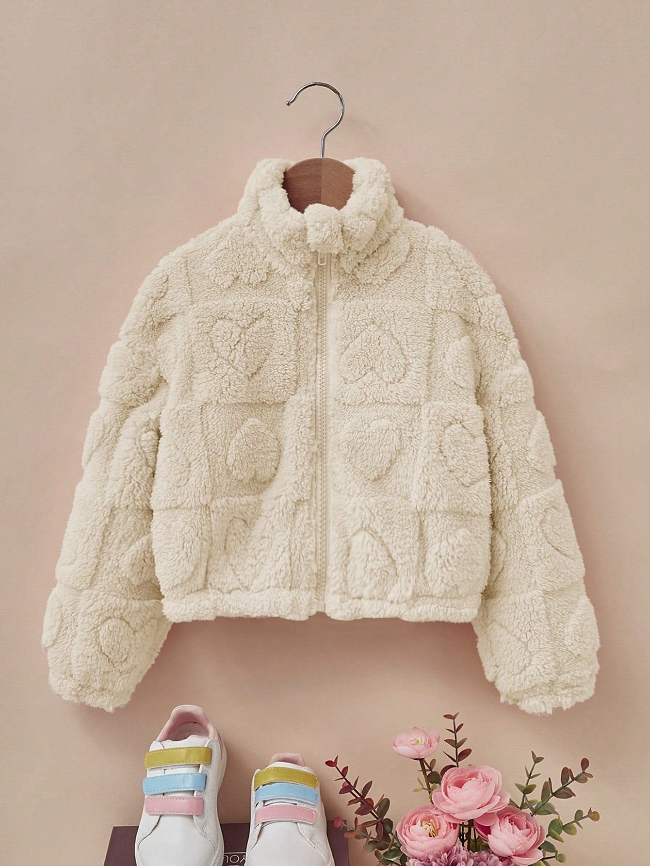 Young Girl Zip Up Fuzzy Coat