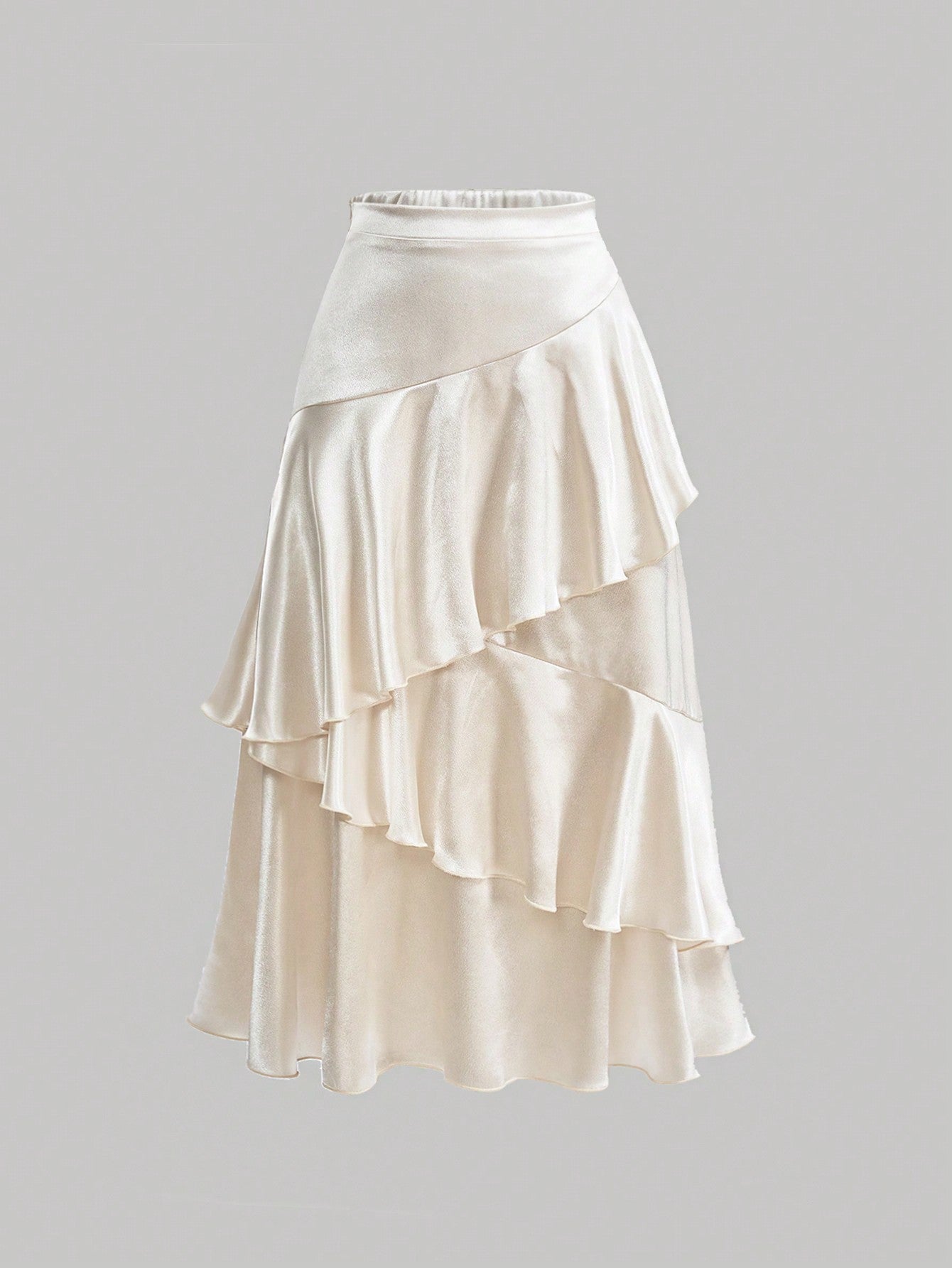 Tween Girl Loose Vintage Ruffle Hemmed Mid-Waist Split-Design Skirt