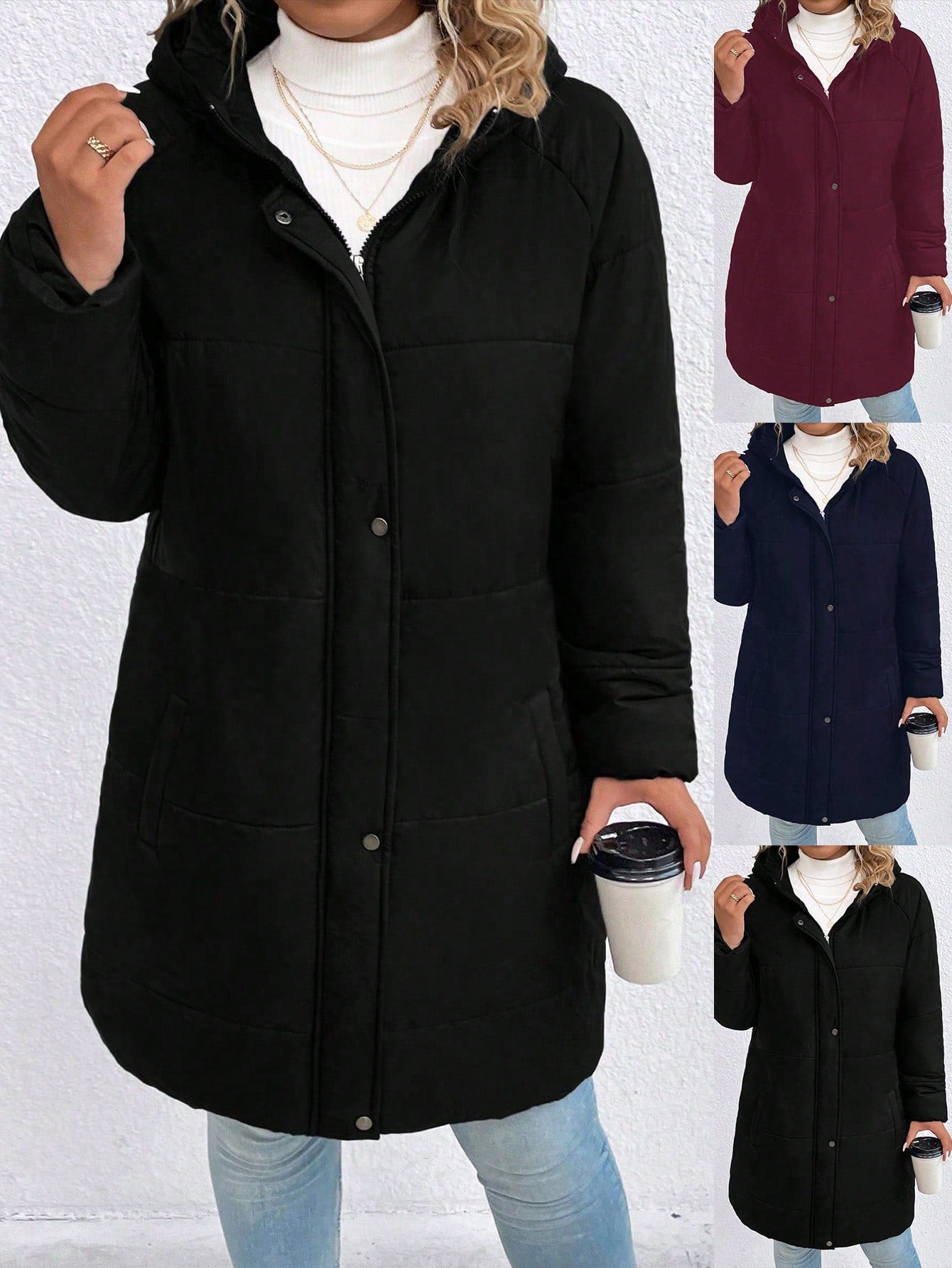 Ladies' Solid Color Simple Style Plus Size Winter Jacket