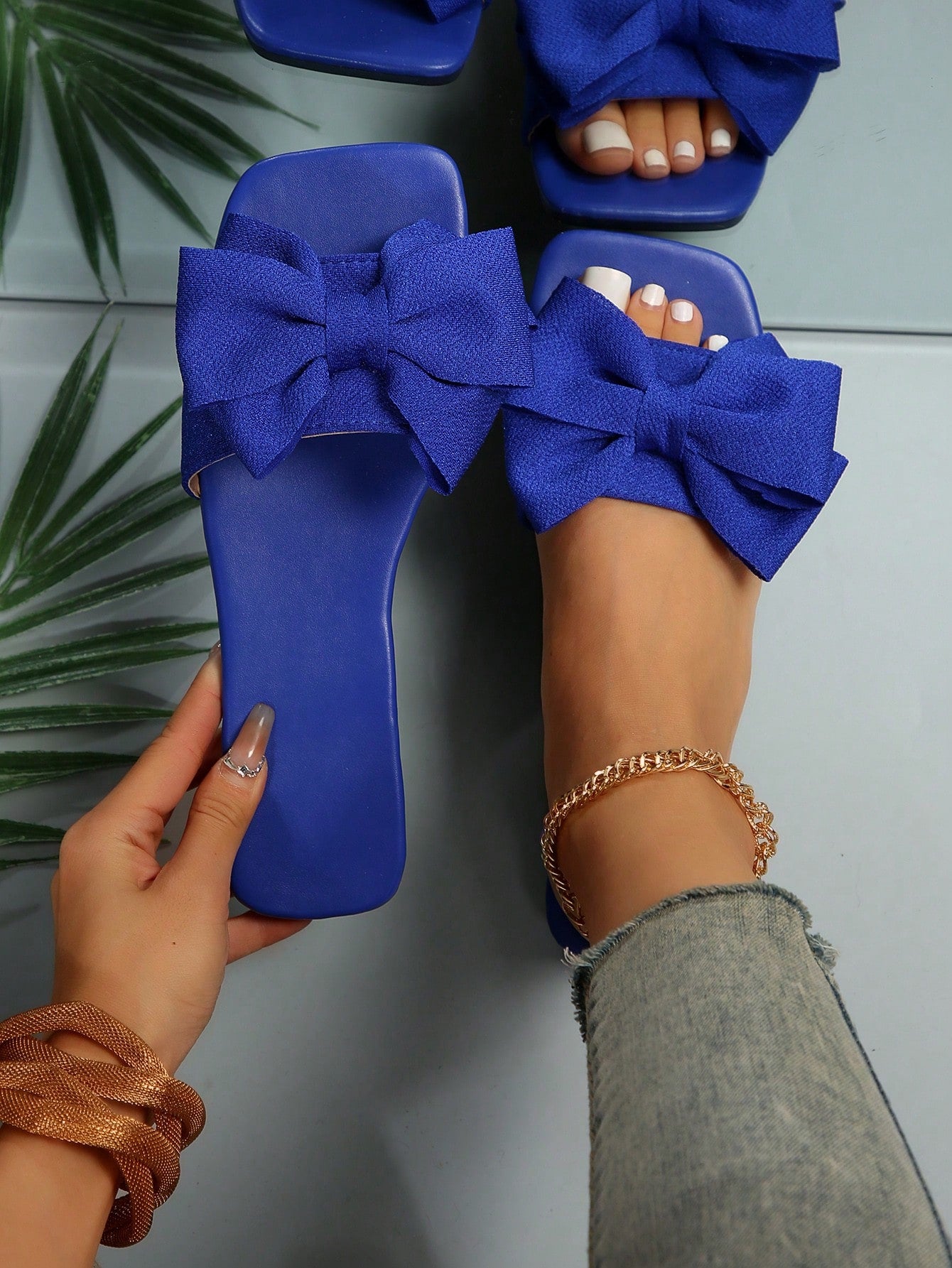 Bow Knot Slipper For Women, Open Toe Flat Hot Pink Sandals With Non-Slip Sole And Cute Bow Tie Decor, Perfect For Beach Or Casual Wear