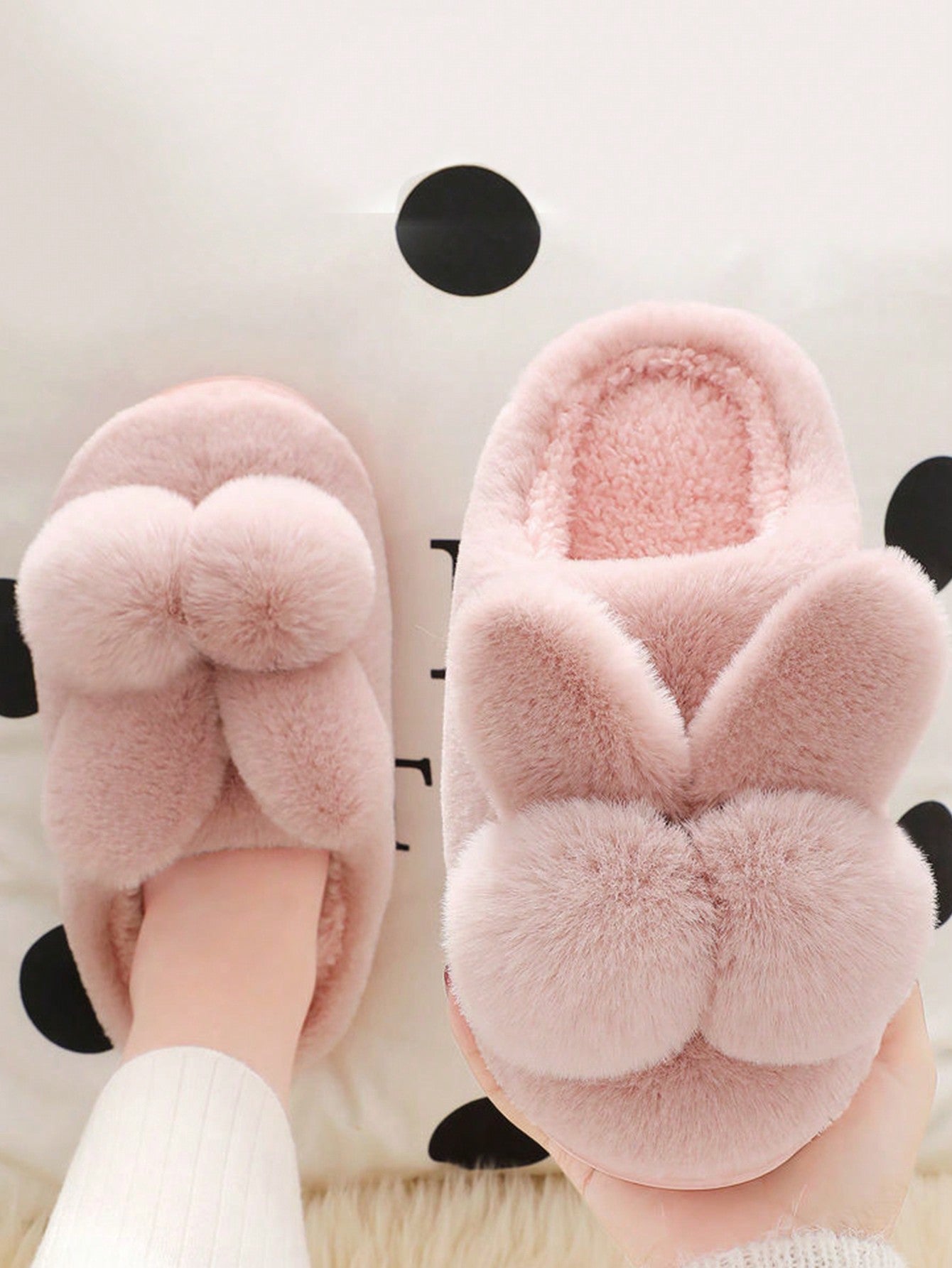 Women's Cute Plush Rabbit Anti-skid Indoor Slippers