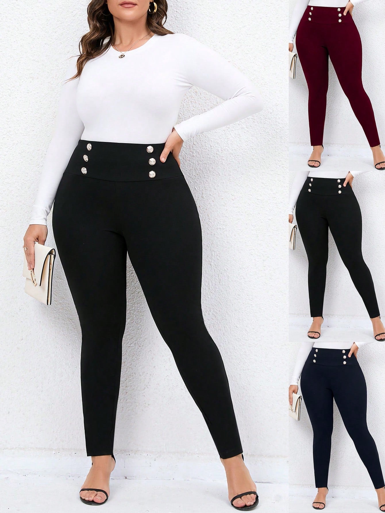 Women's Plus Size Double-breasted Pants