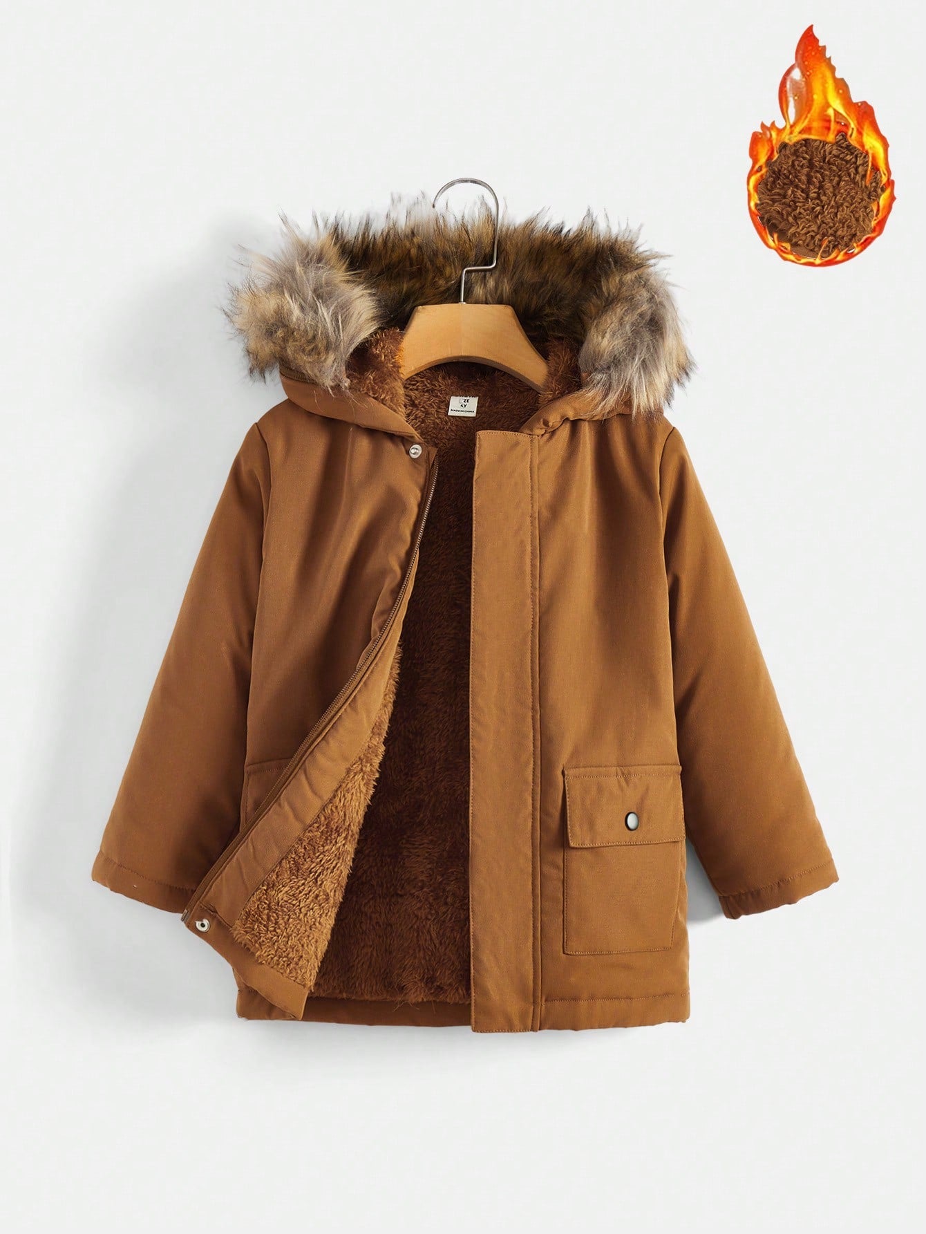 Boys' Hooded -padded Coat With Collar