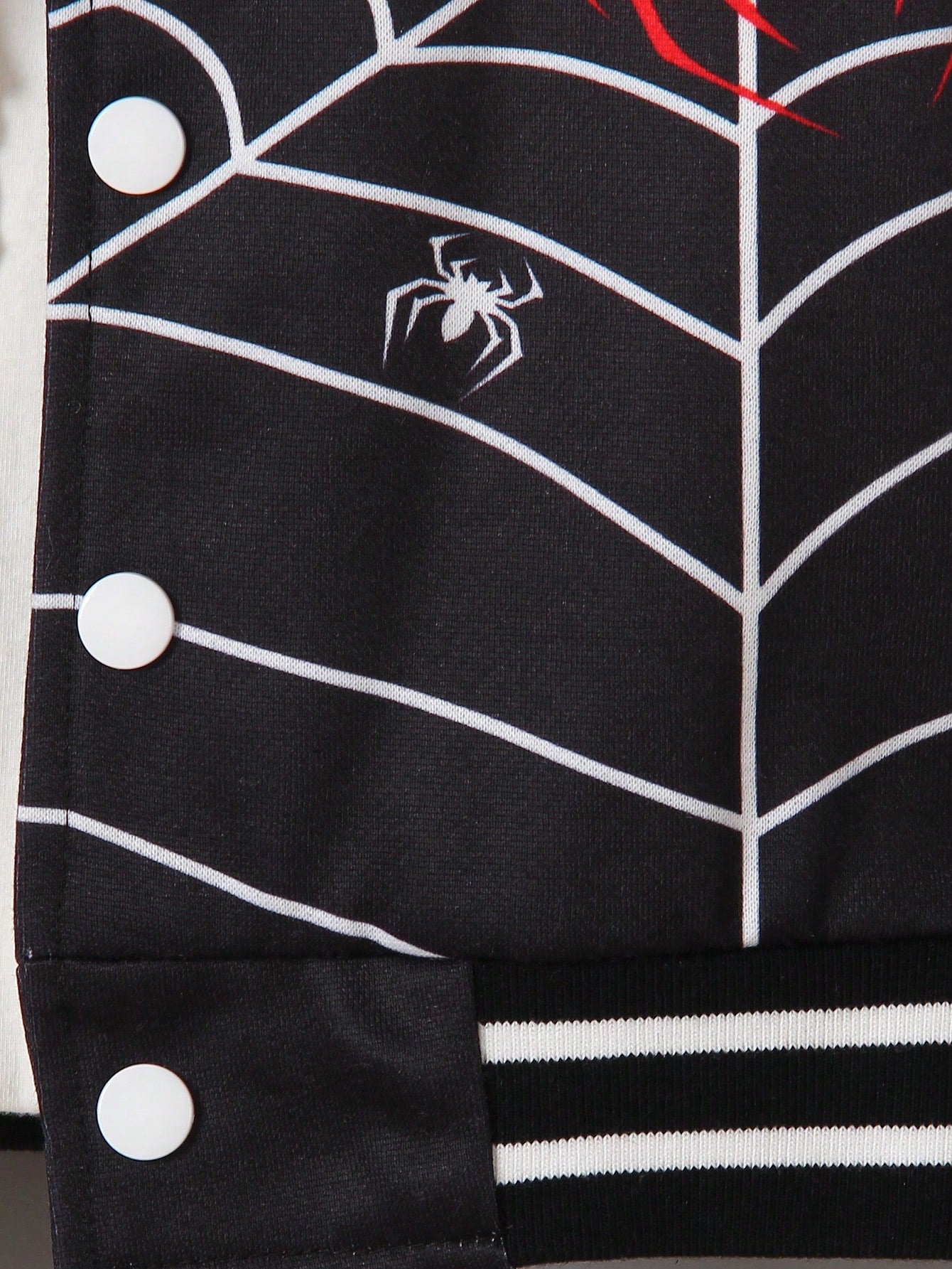 Young Boy Casual Contrast Color Long Sleeve Spider Print Pattern Jacket