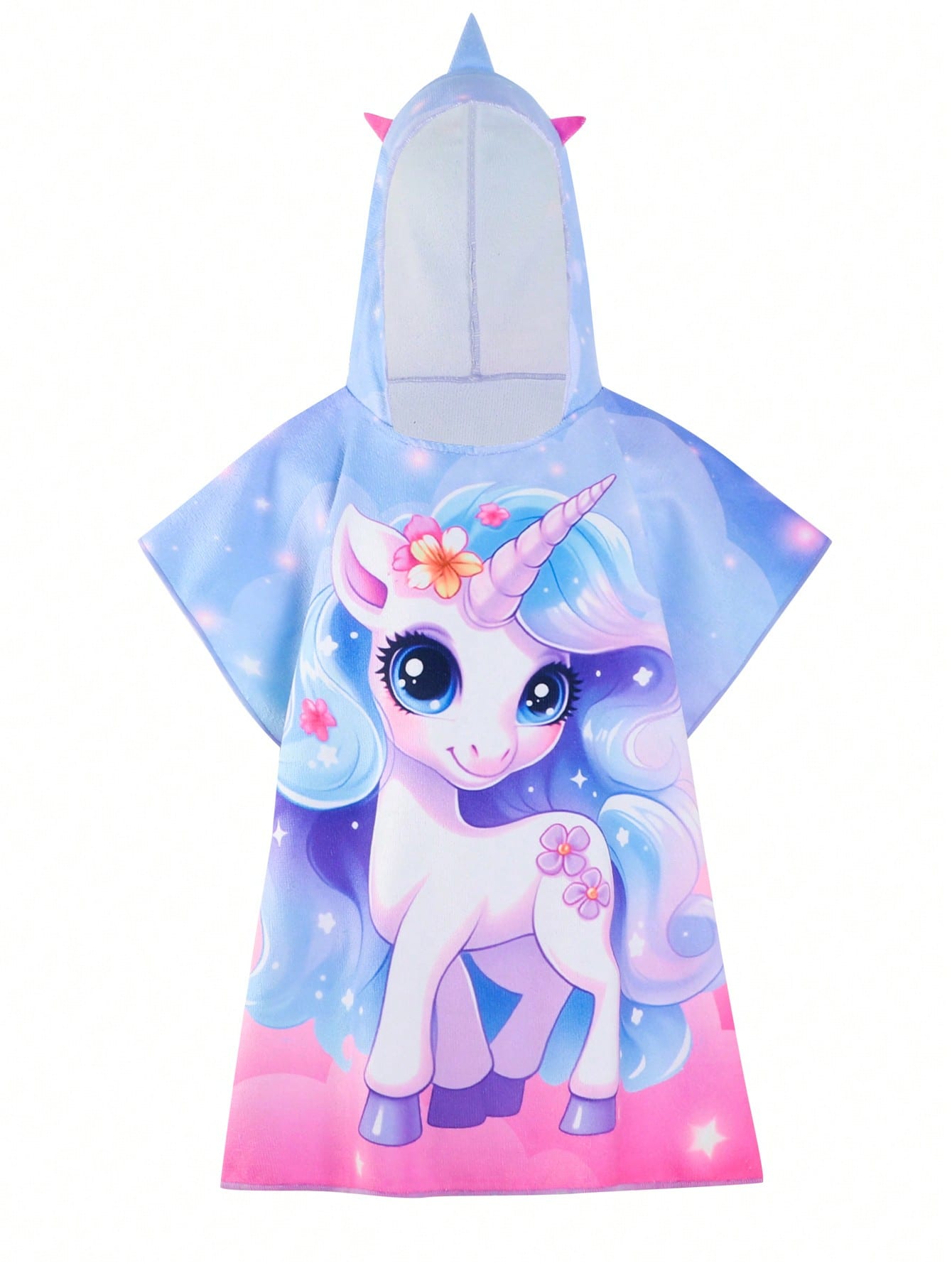 Young Girl Tie Dye Unicorn Print Batwing Sleeve Hoodie