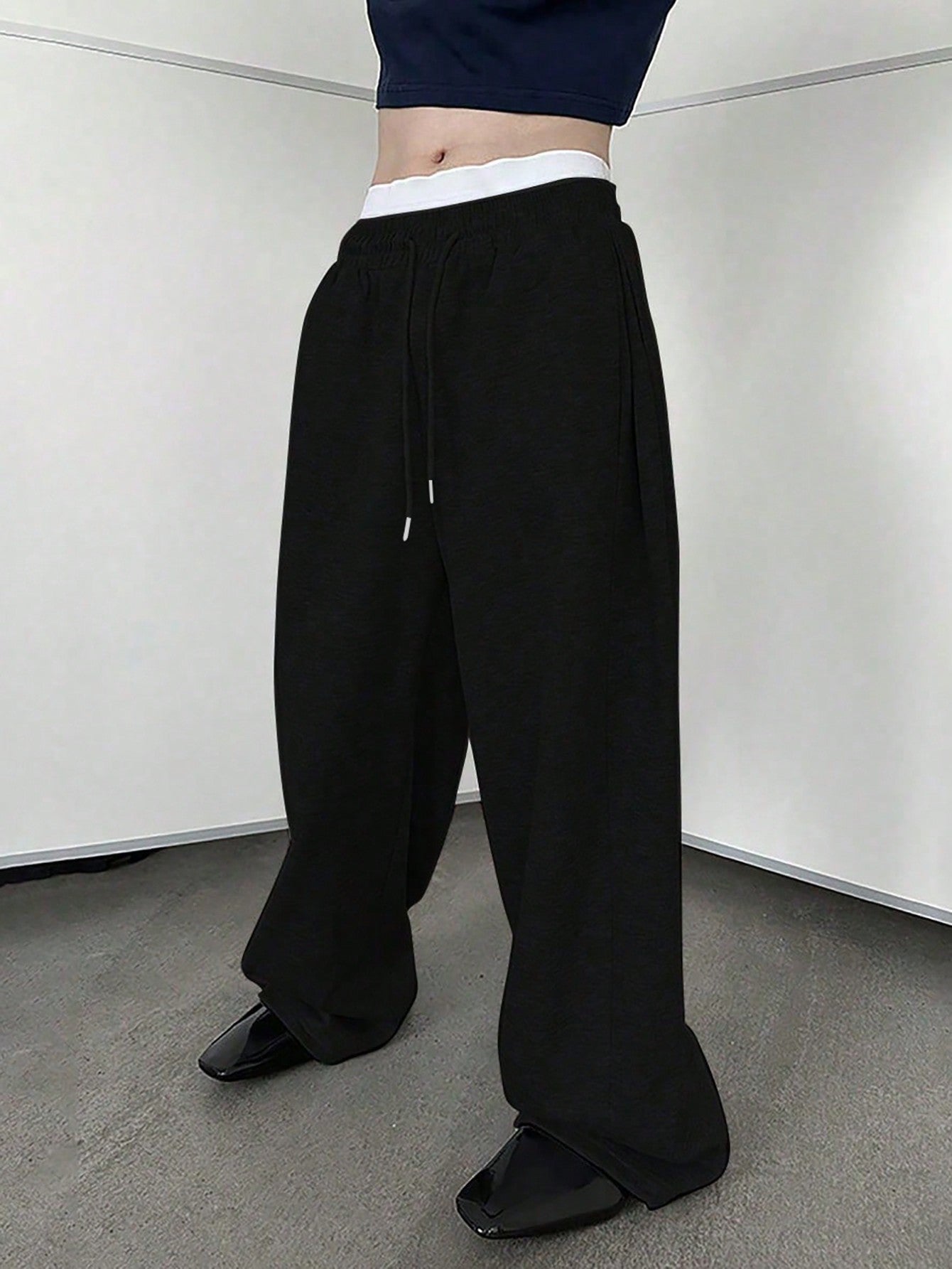 Men's Drawstring Waist Wide Leg Loose Fit Sweatpants