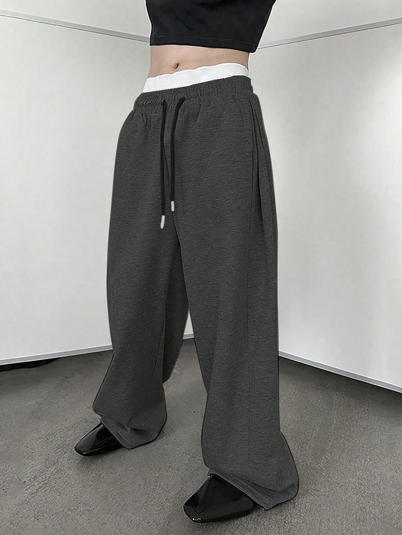 Men's Drawstring Waist Wide Leg Loose Fit Sweatpants