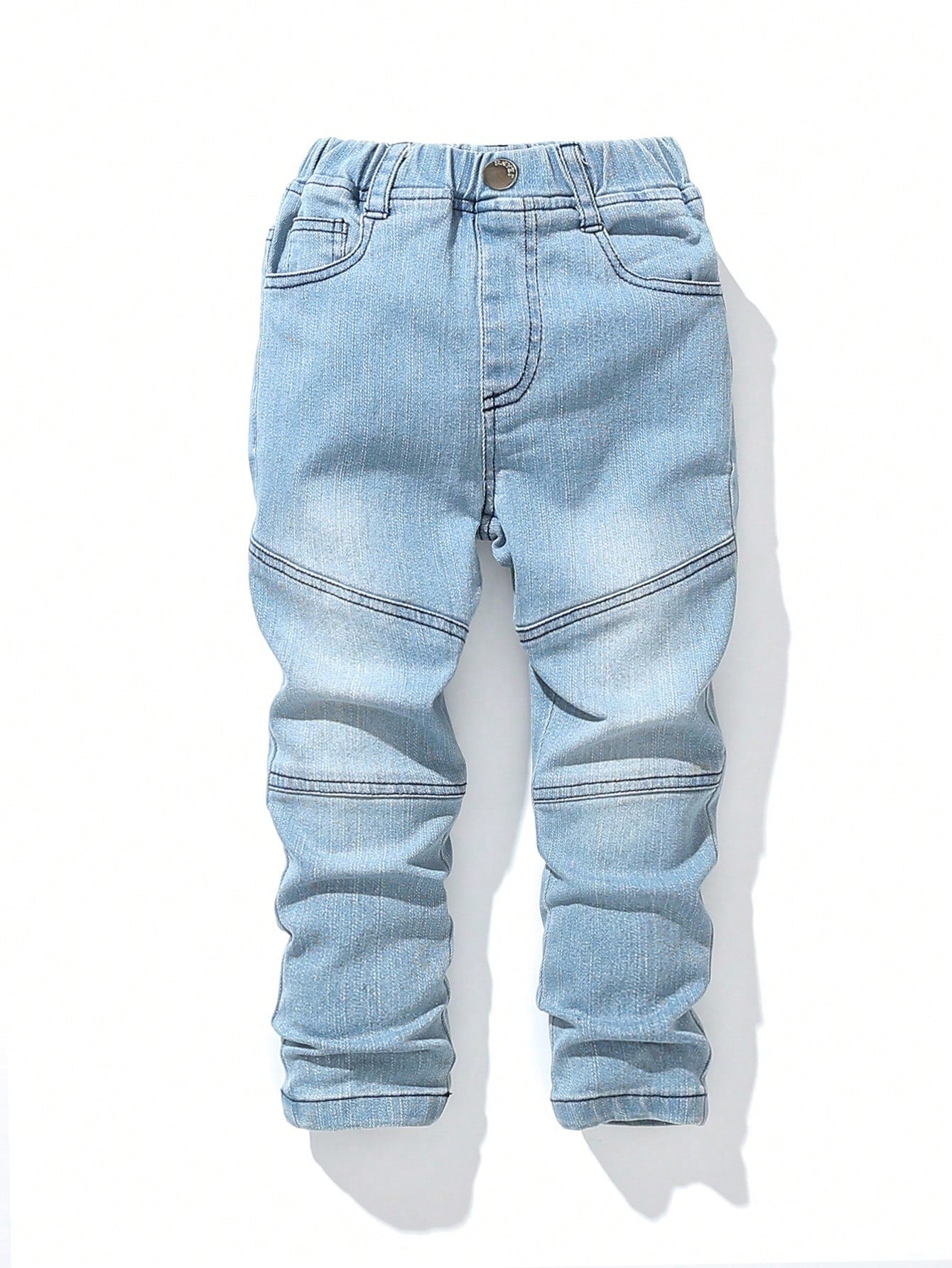 Young Boy Street Style Elastic Jeans With Washing Effect