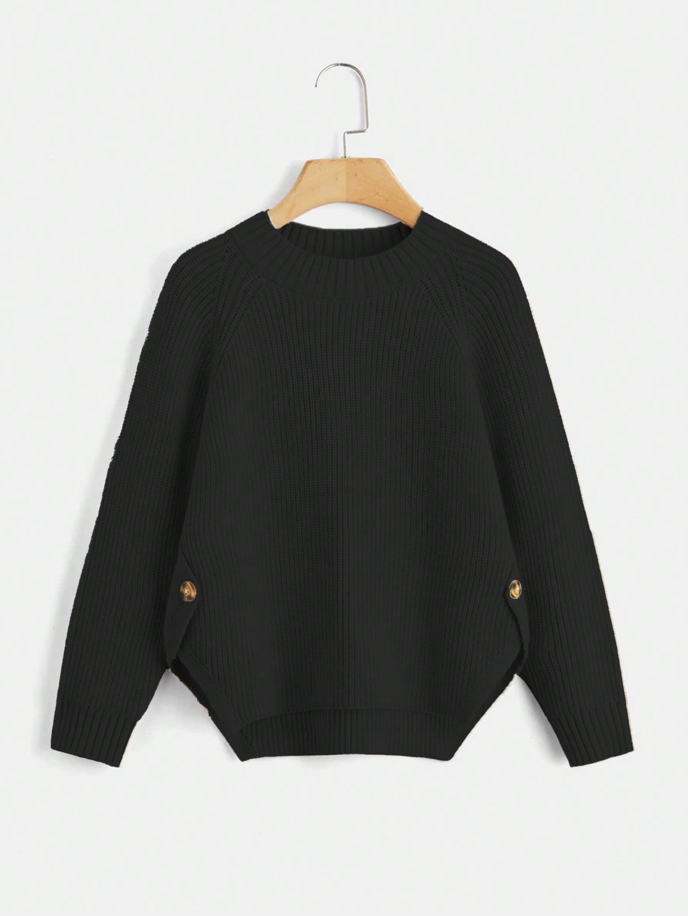 Tween Girl Raglan Sleeve Asymmetrical Hem Sweater