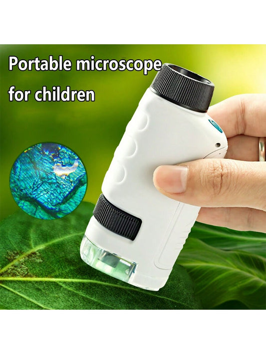 1pc Children's Portable Microscope Magnifying Glass Focus Optical Science Experiment Toy For Outdoor Exploration And Learning