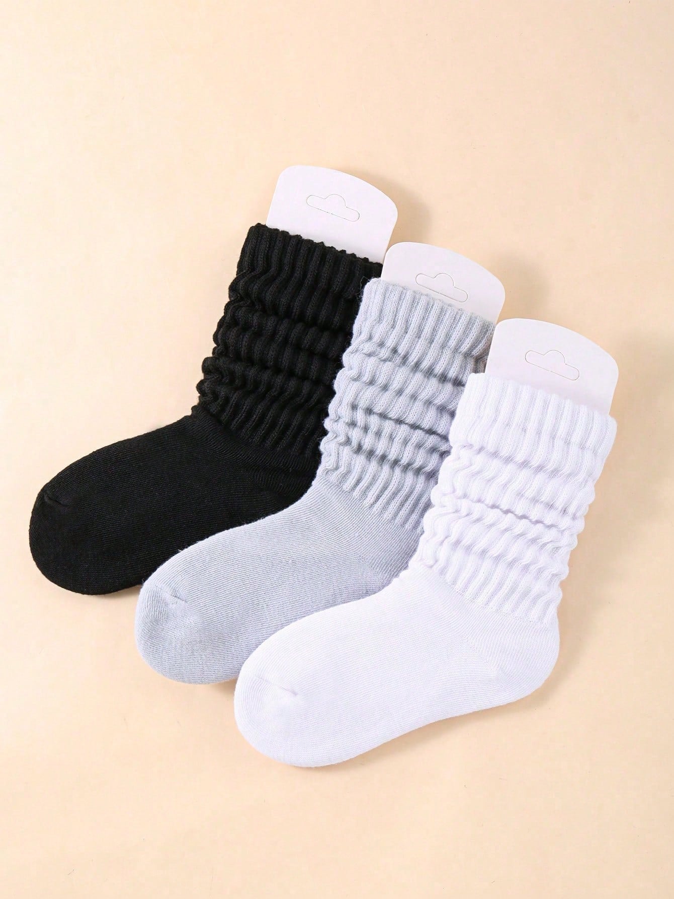 6pairs Children's Random Color Fashionable Bubble Pile Socks, Comfortable, Breathable, Classic, European Style, Knee-High, Casual Scrunch Socks