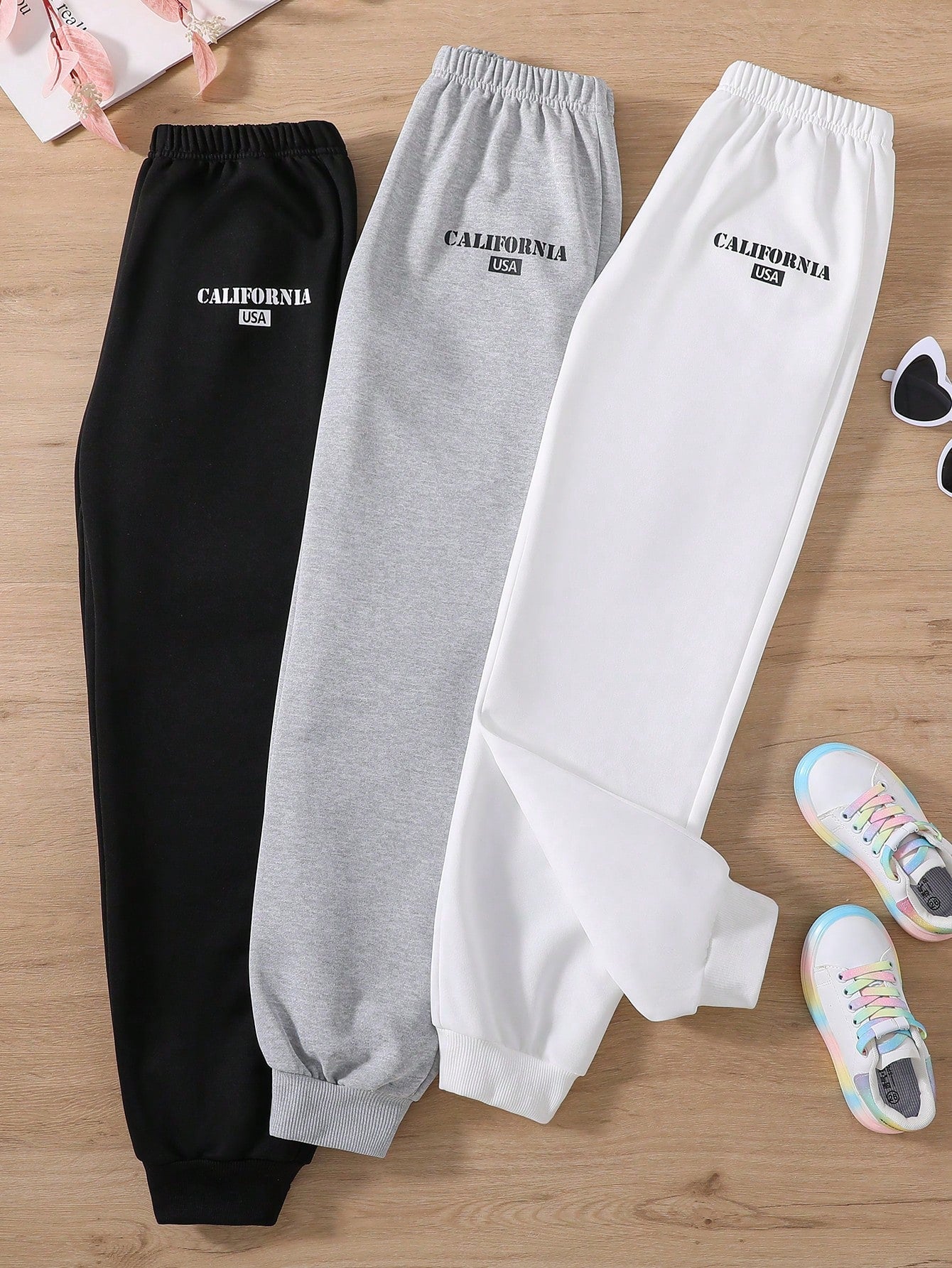 Tween Girl 3 Pieces Of Simple And Comfortable Letter Printed Sweatpants