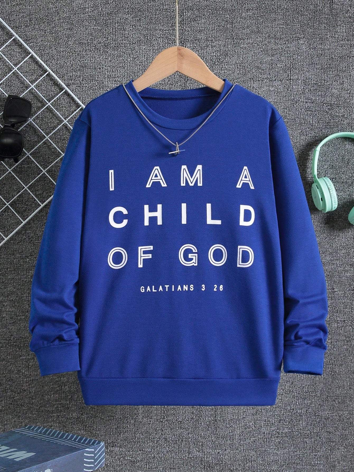 Kids Tween Boy Casual Sports Fun Text Printed Long Sleeve Round Neck Sweatshirt, Fall/Winter