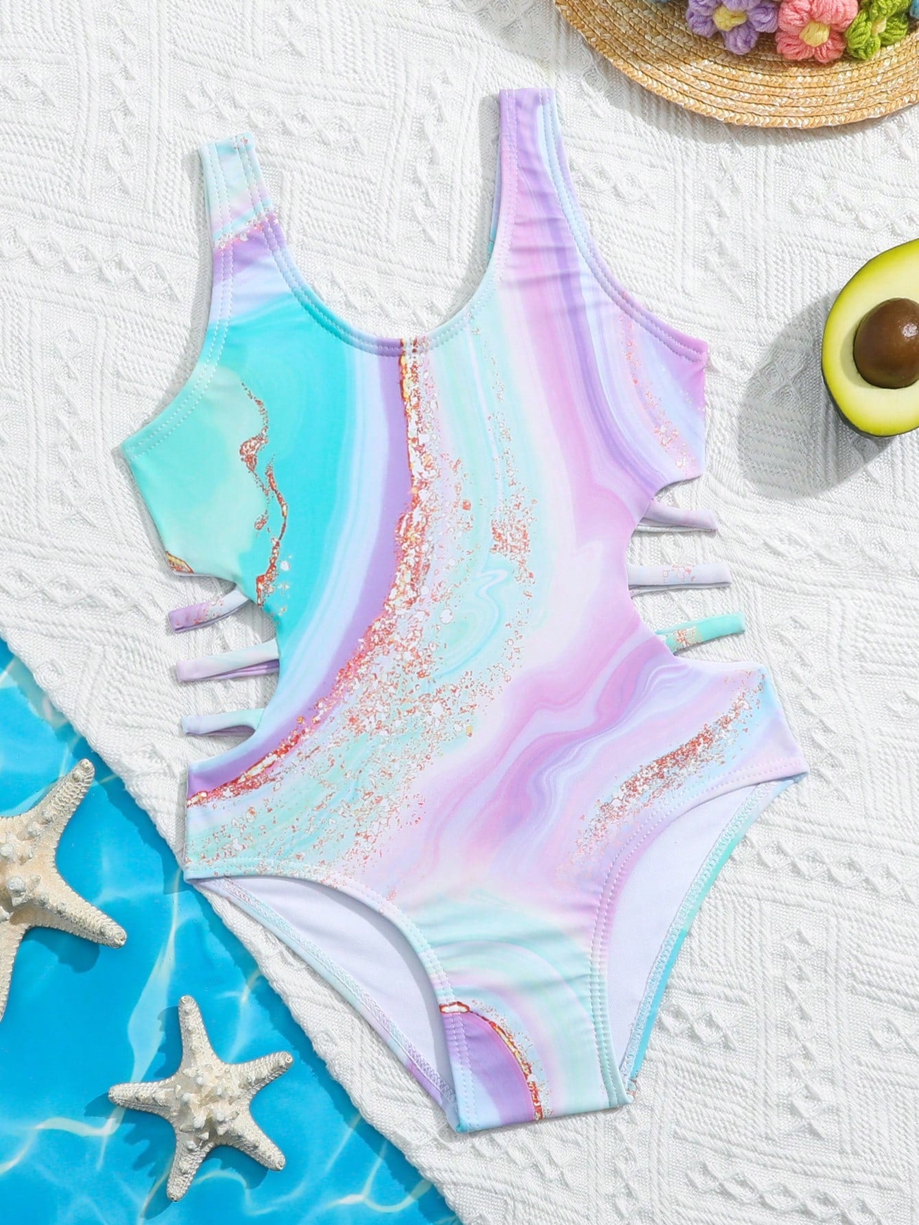 Young Girl One-Piece Swimsuit (Little Kid) With Random Digital Print