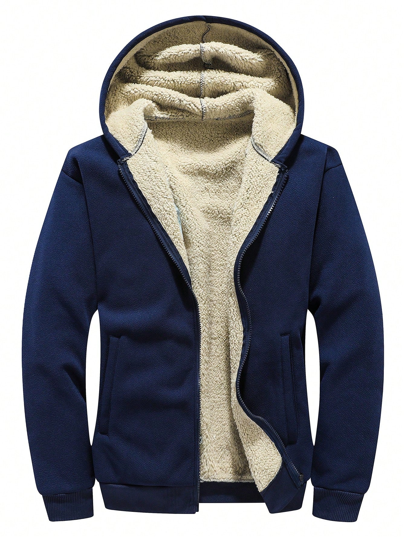 Men Zip Up Thermal Lined Hooded Jacket