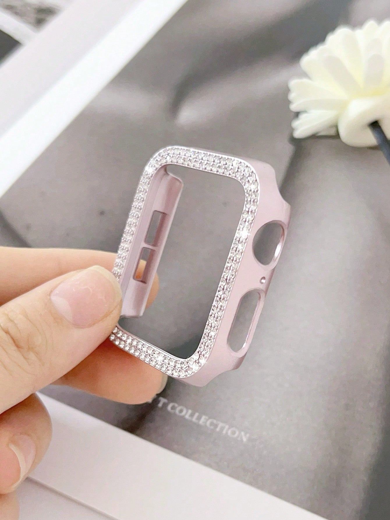 Rhinestone Decor Case Compatible With Apple Watch, Randomly With Or Without Button