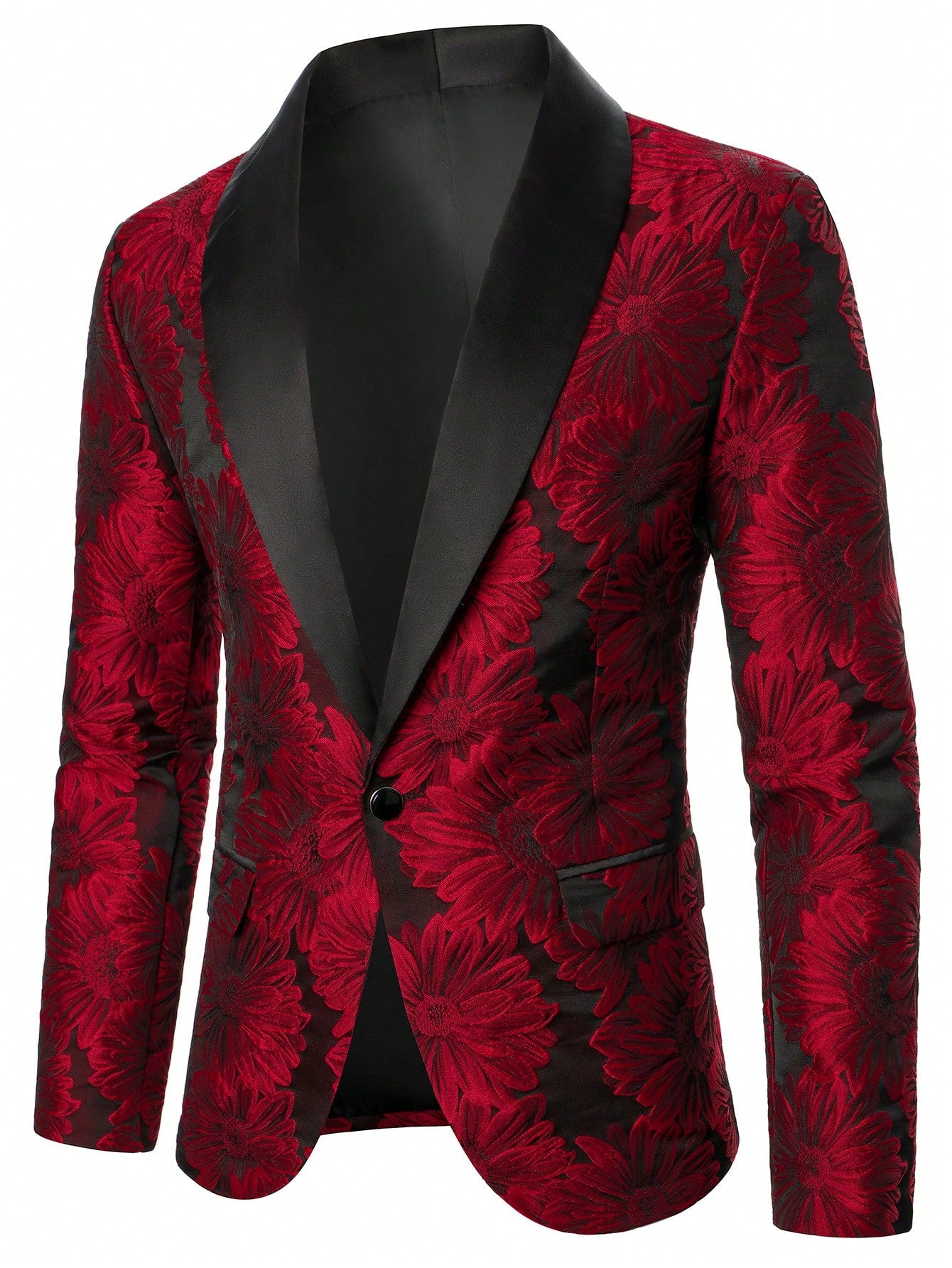 Men's Elegant Red Printed Suit