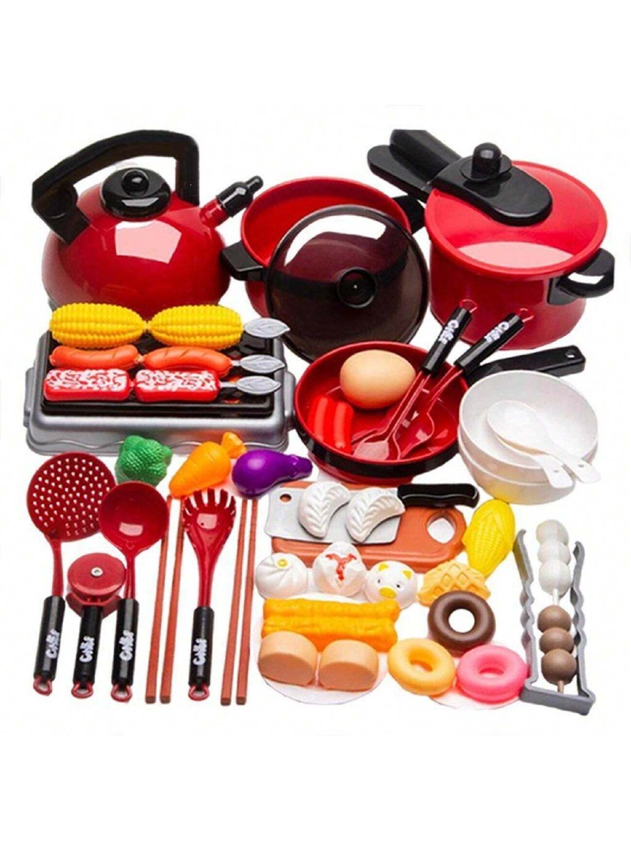 51 Pieces Kitchen Cooking Toys Set Pretend Toys Simulation Kitchen Kids Kitchen Accessories Toys Kitchen Accessories Gifts For Kids Girls Boys 3 Years Old And Up (Some Accessories Colors Are Shipped Randomly)