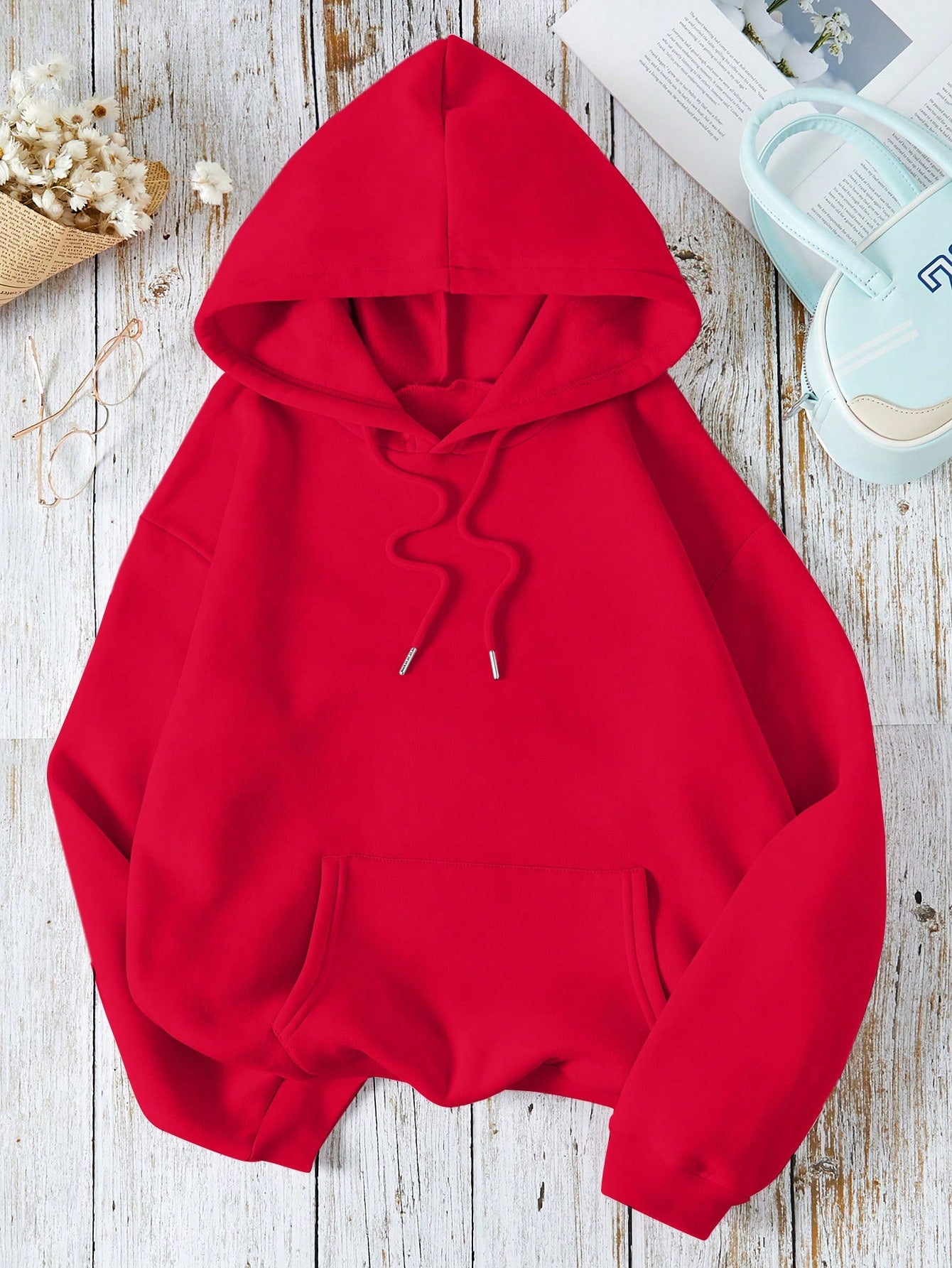 Kangaroo Pocket Drawstring Thermal Lined Hoodie