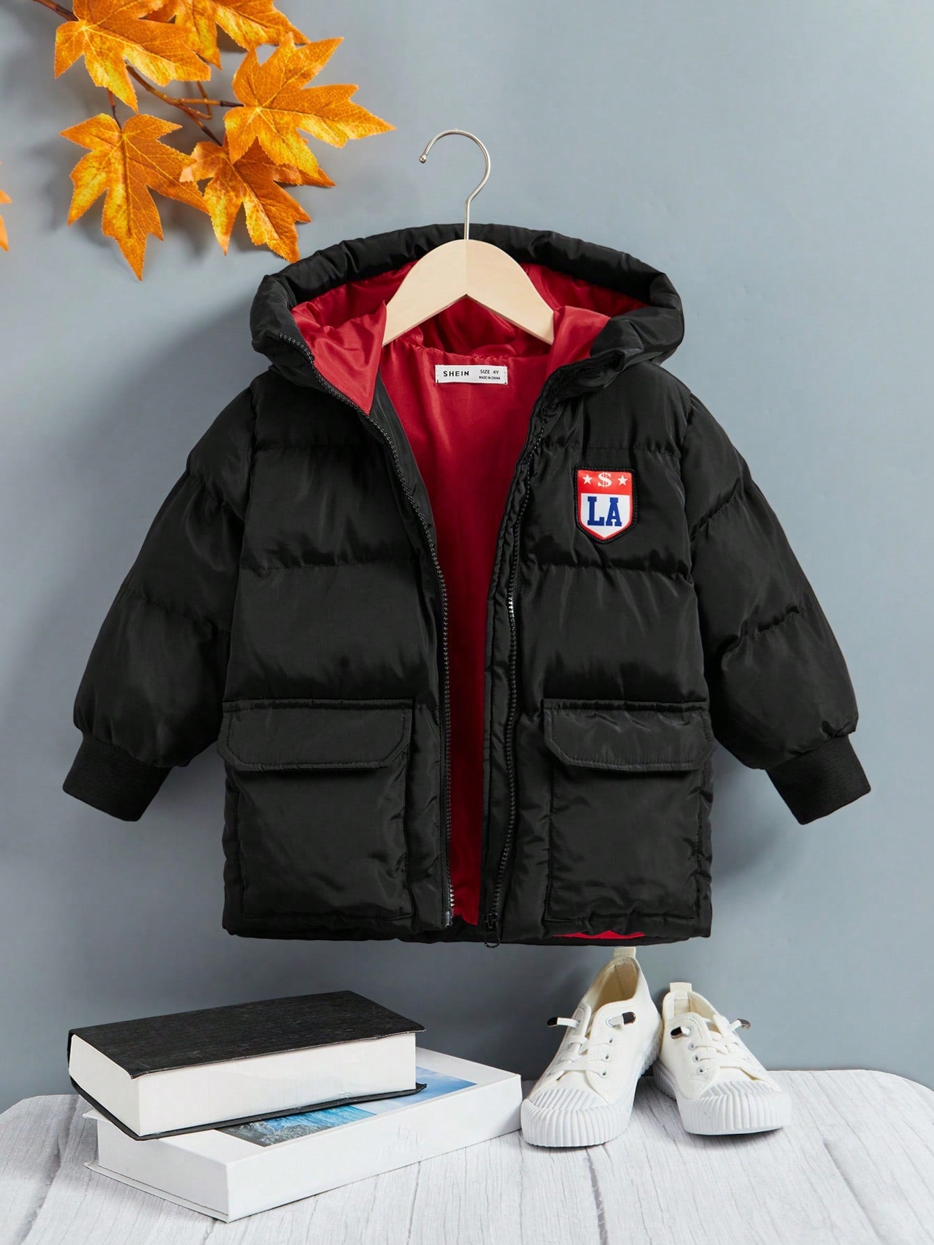 Toddler Boys' Hooded -padded Jacket With Patch