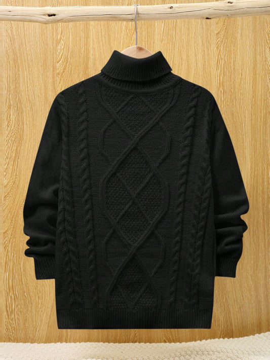 Tween Boy Long Sleeve Turtleneck Loose Fit Sweater