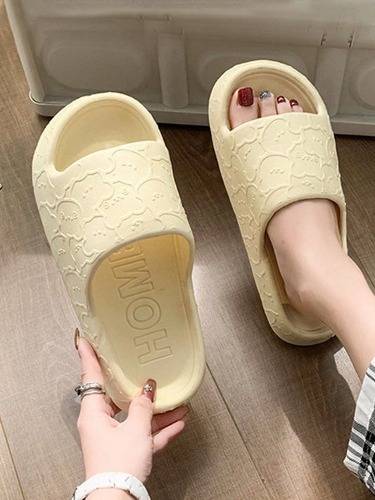 New Arrival Fashionable All Seasons Cartoon Printed Bear Design Yellow Bathroom Indoor Home Ladies' Thickened Eva Anti-slip & Odor-proof Lightweight Soft Slippers