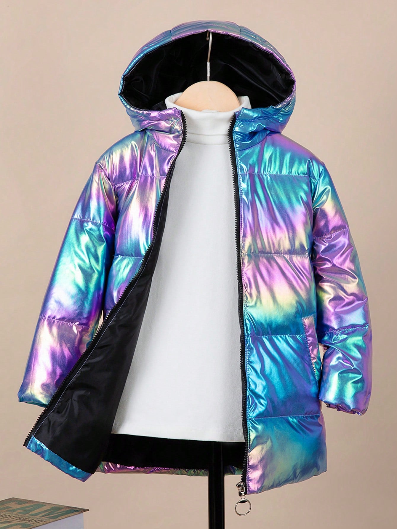 Boys' Hologram Zipper Hooded Jacket