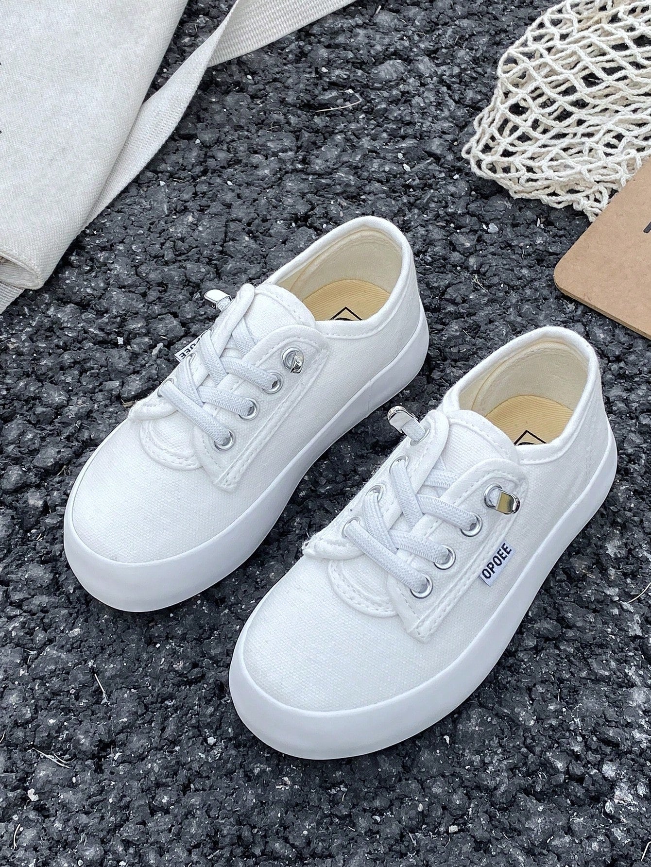 Kids' Canvas Sneakers, Spring & Autumn Korean Style, Simple Design, Low-Cut Fashionable Athletic Shoes With Classic Lace-Up, Suitable For Boys And Girls For Casual Wear, Athletics Or Skateboarding