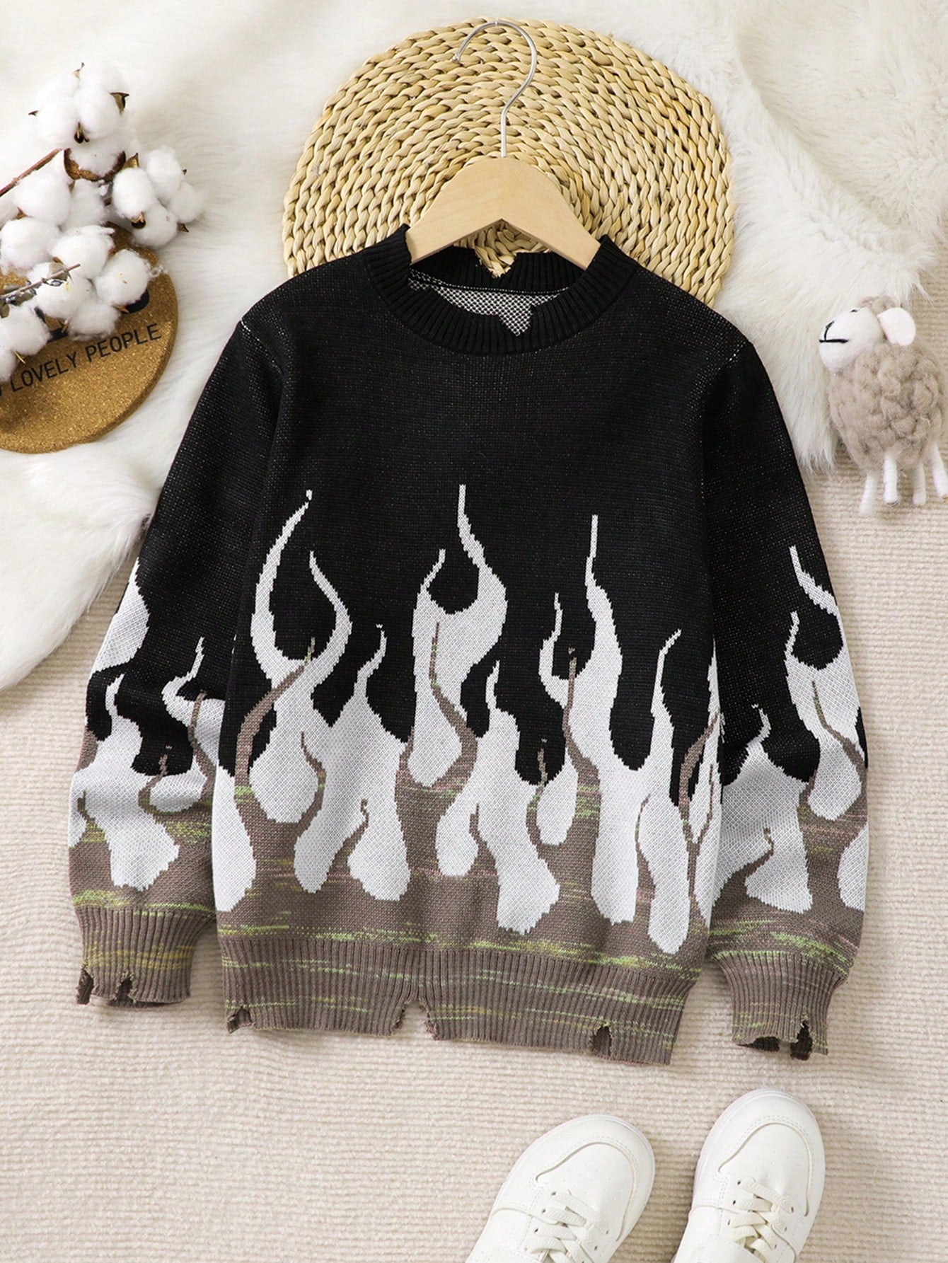 Tween Boy Fire Pattern Sweater