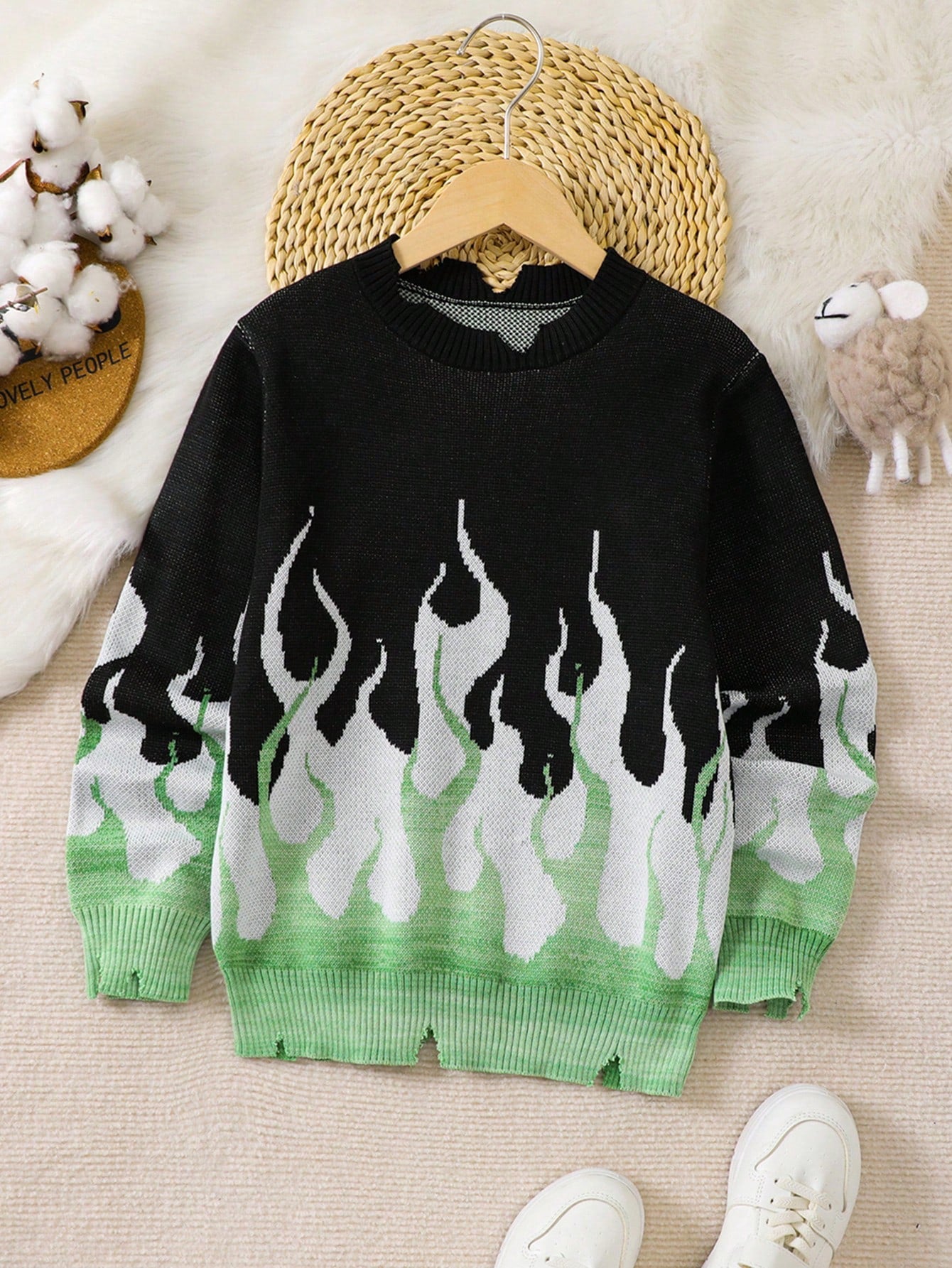 Tween Boy Fire Pattern Sweater