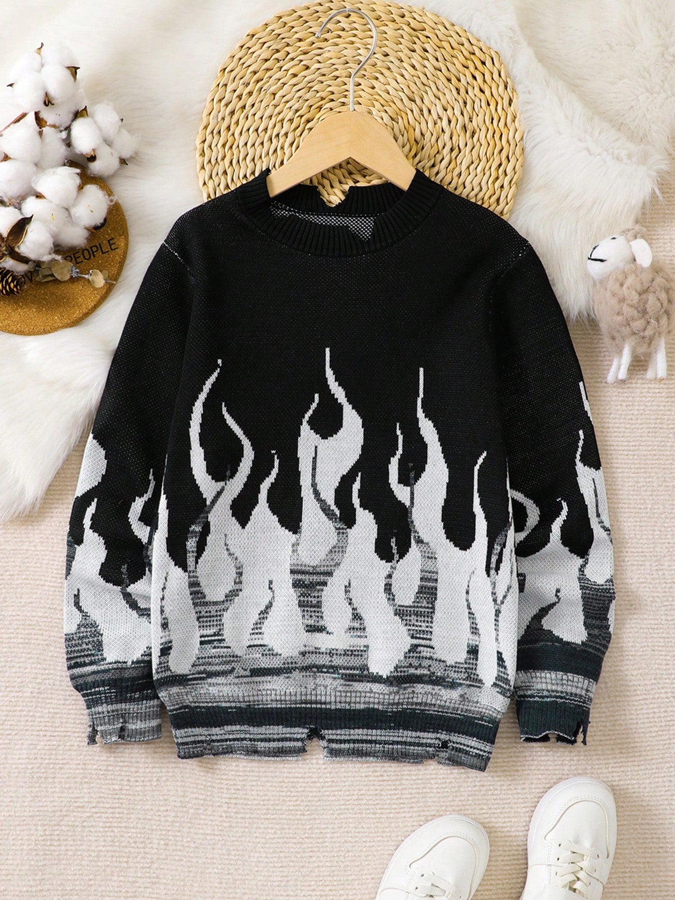 Tween Boy Fire Pattern Sweater