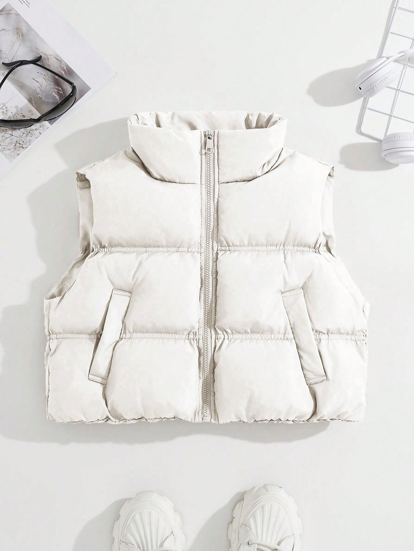 Zipper Front Vest Padded Jacket