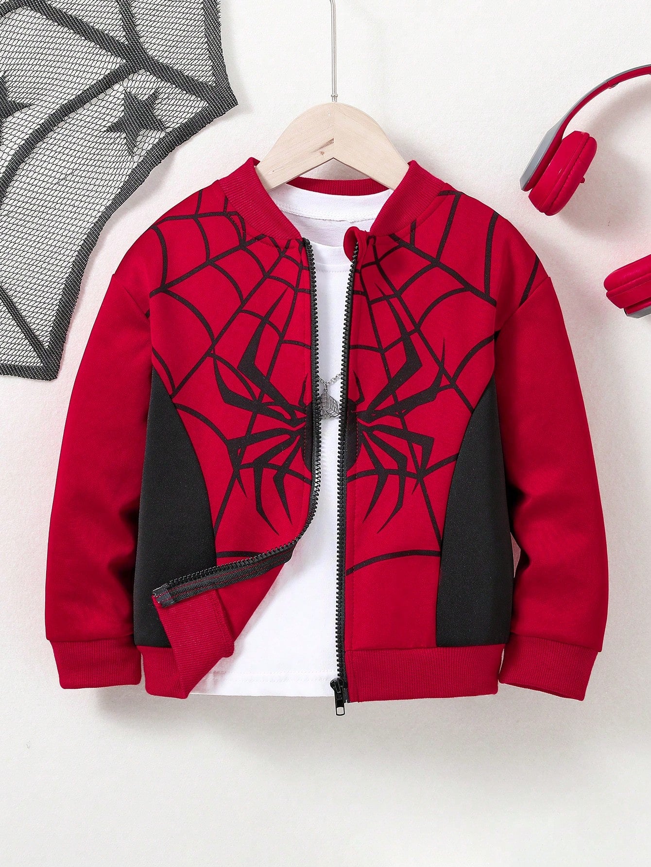 Young Boy Casual, Cute, Sporty, Fashionable Street Style Zipper Jacket For Spring And Autumn