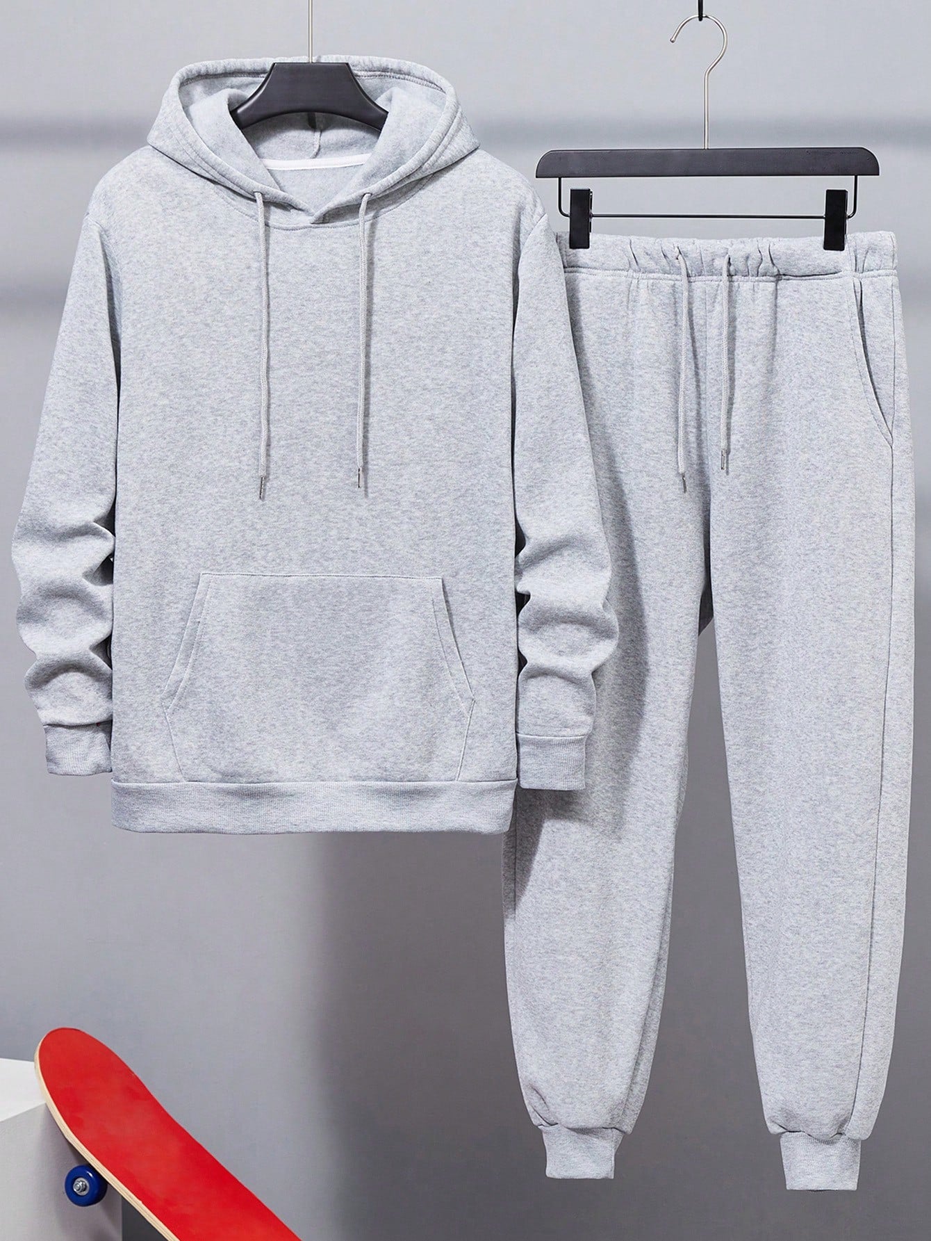 Men Kangaroo Pocket Thermal Lined Drawstring Hoodie & Sweatpants