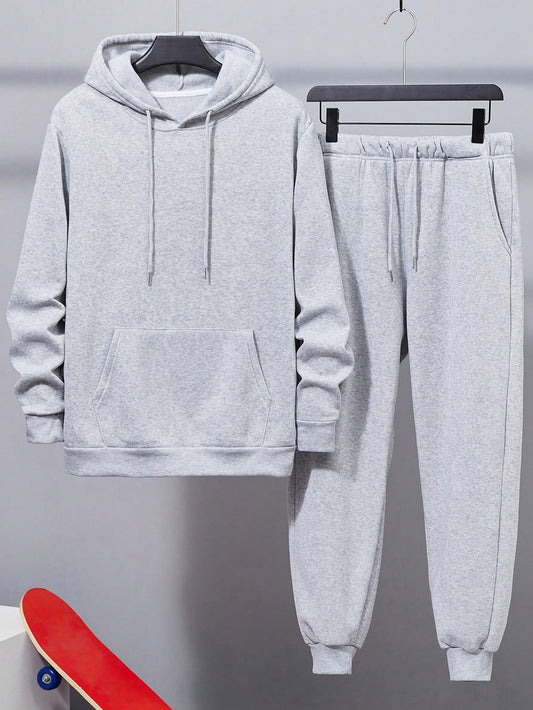 Men's Drawstring Hoodie And Sweatpants Two Piece Set