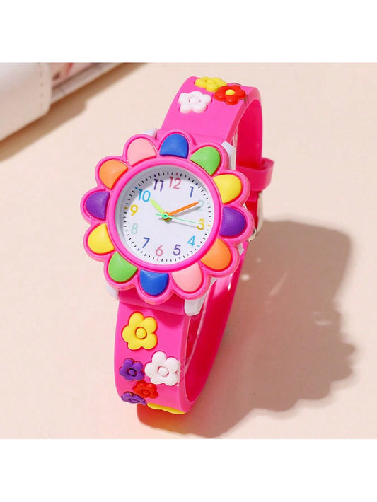 Flamingo Patterned Silicone Quartz Children's Watch