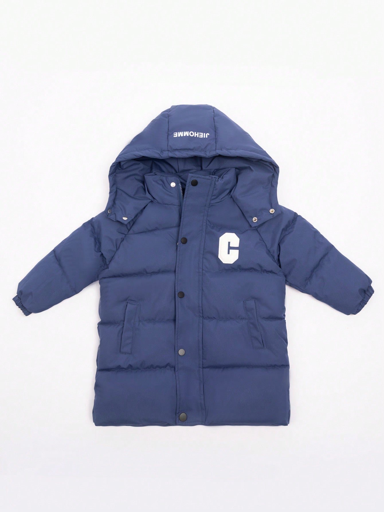 Toddler Boys' Blue Colored Long Hooded Long Sleeved Padded Coat For Autumn And Winter